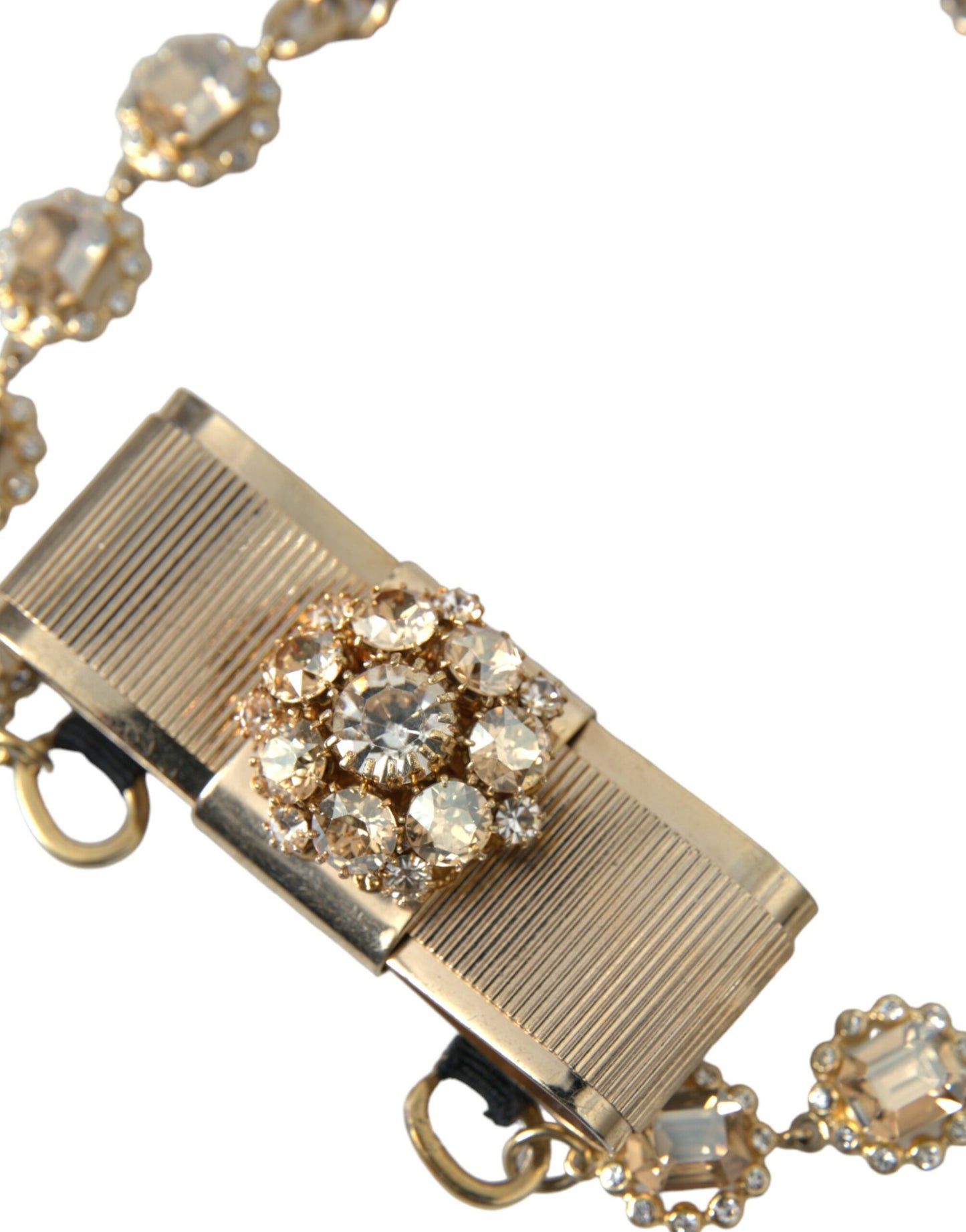 Dolce & Gabbana – Choker-Halskette mit Schleife und durchsichtigem Kristall aus goldenem Messing