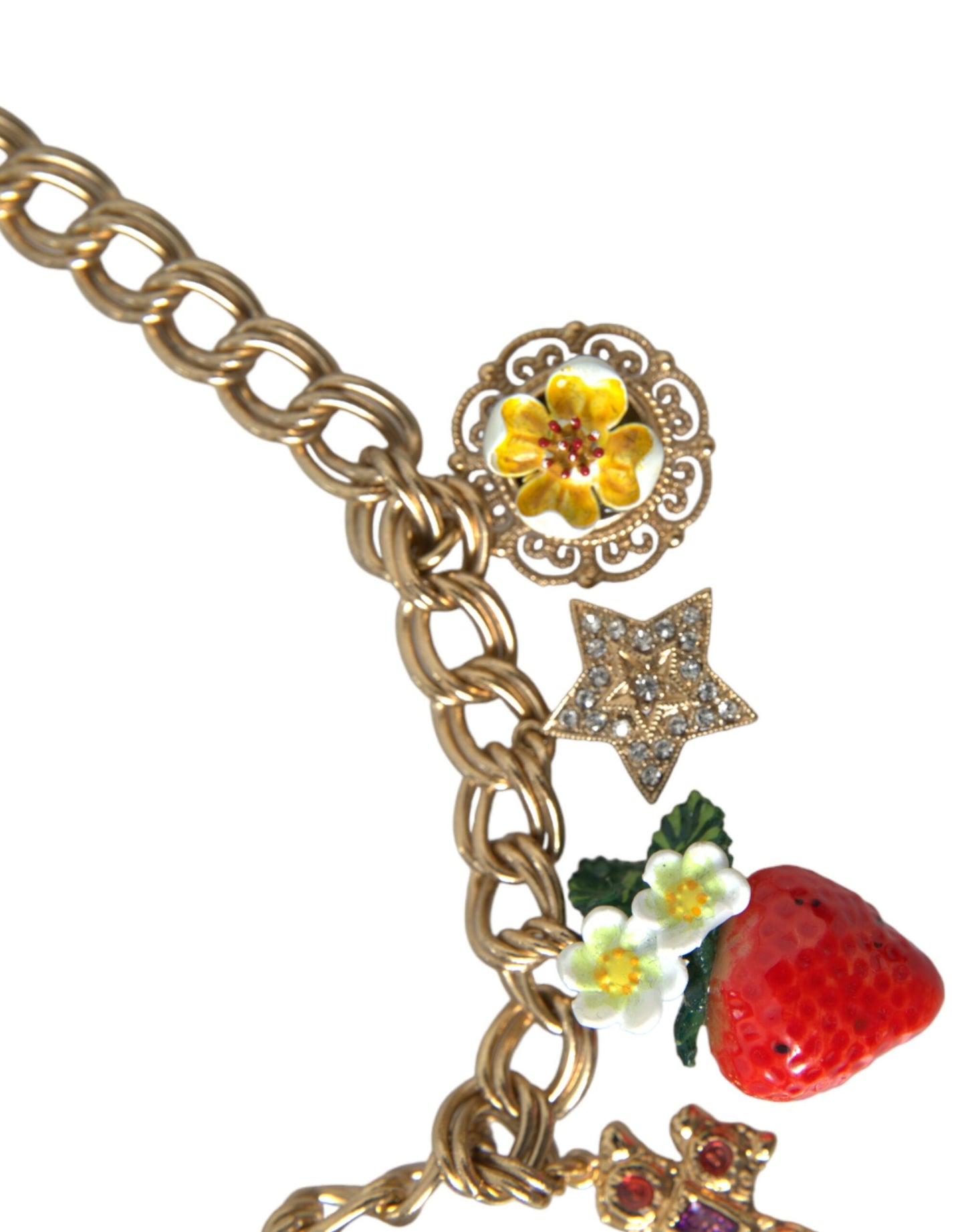 Dolce & Gabbana Halskette mit goldenem Kettenanhänger, Rosenkreuz, Erdbeerstern