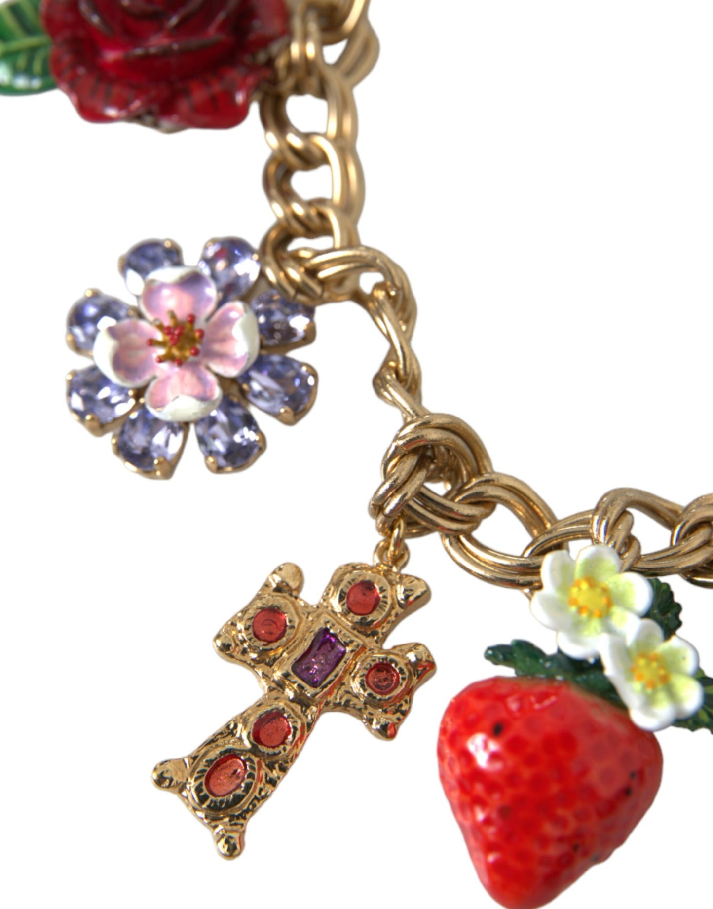 Dolce & Gabbana Halskette mit goldenem Kettenanhänger, Rosenkreuz, Erdbeerstern