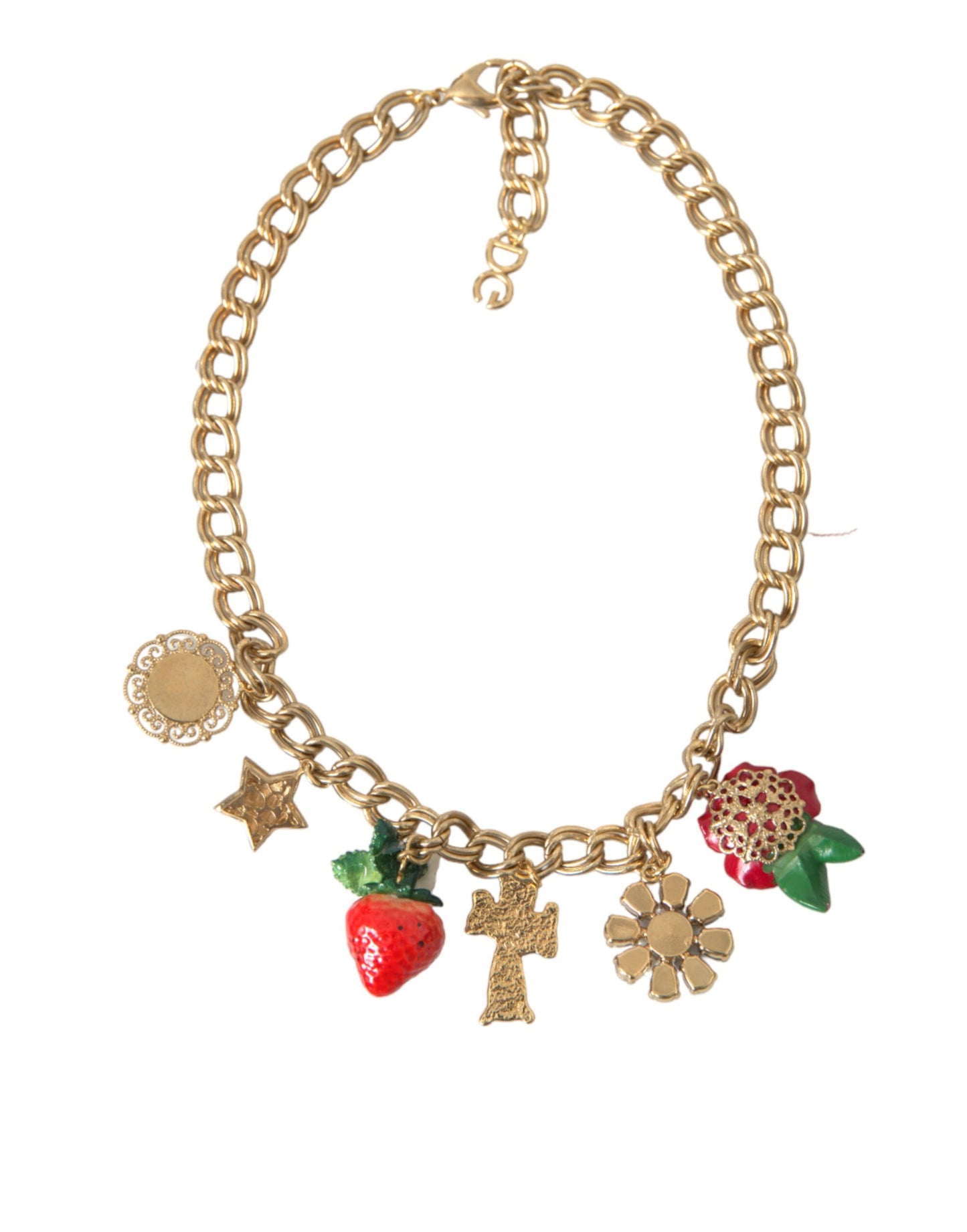 Dolce & Gabbana Halskette mit goldenem Kettenanhänger, Rosenkreuz, Erdbeerstern