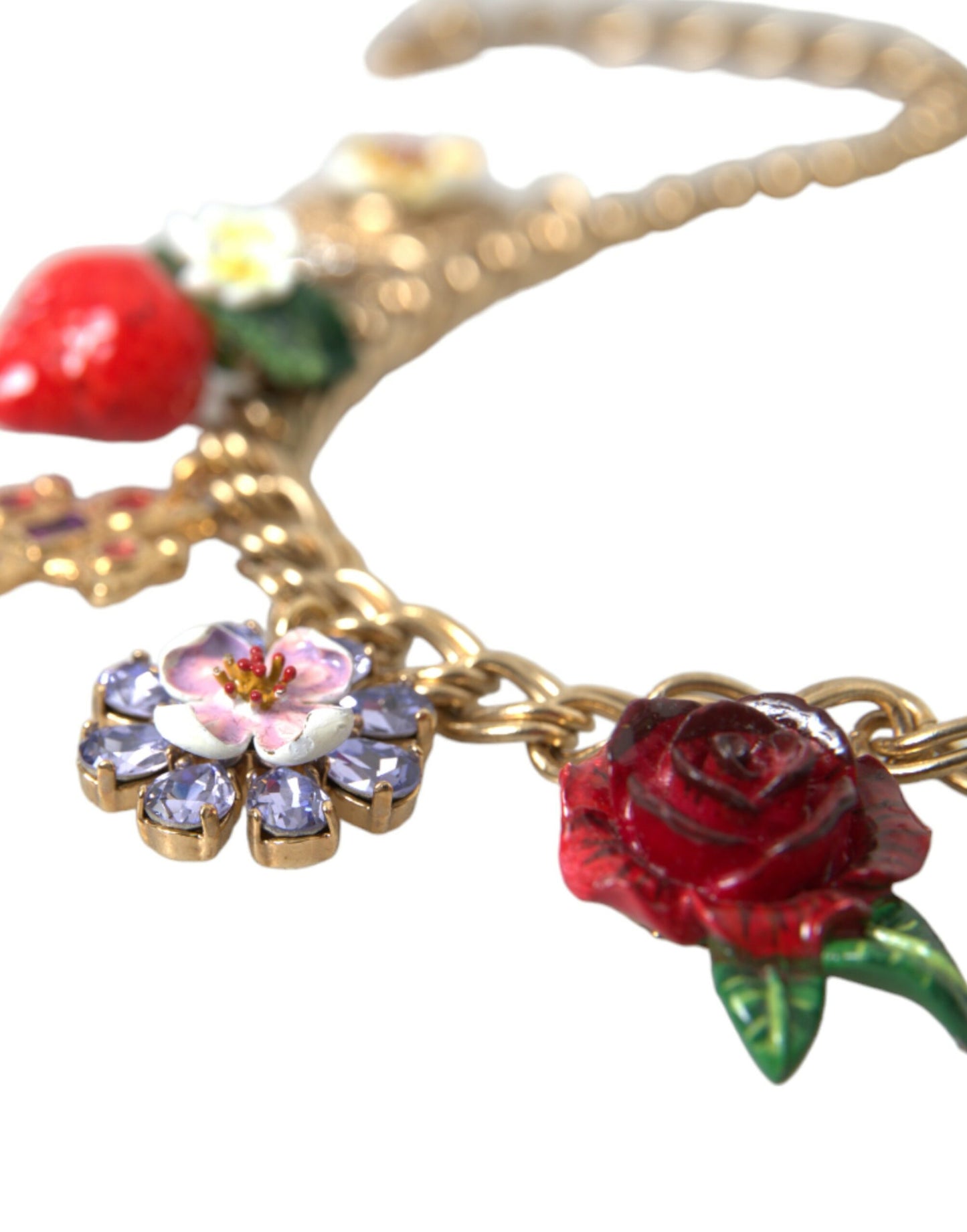 Dolce & Gabbana Halskette mit goldenem Kettenanhänger, Rosenkreuz, Erdbeerstern