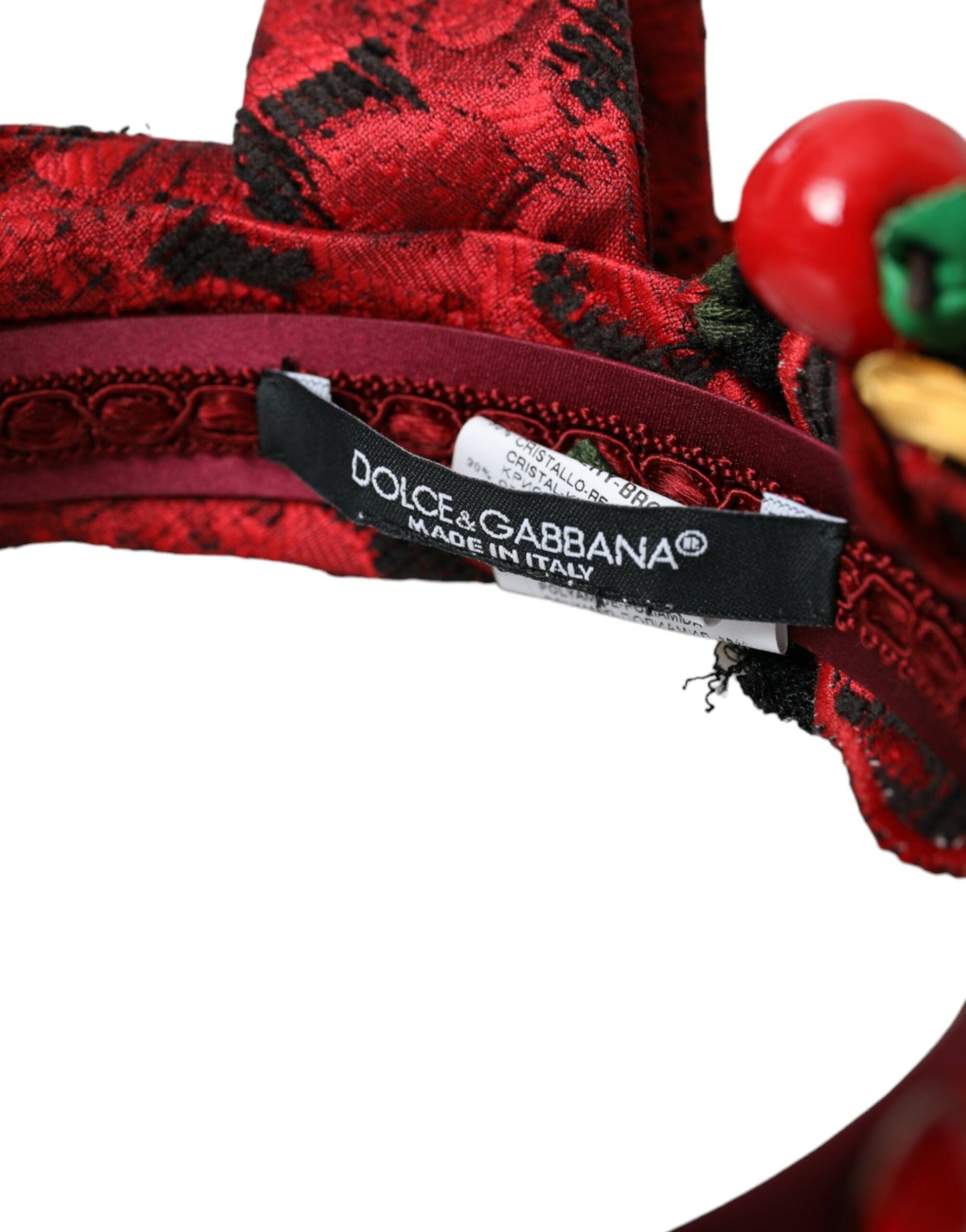 Dolce & Gabbana Red Cherry Sicily Verziertes Damen Haarband Diadem
