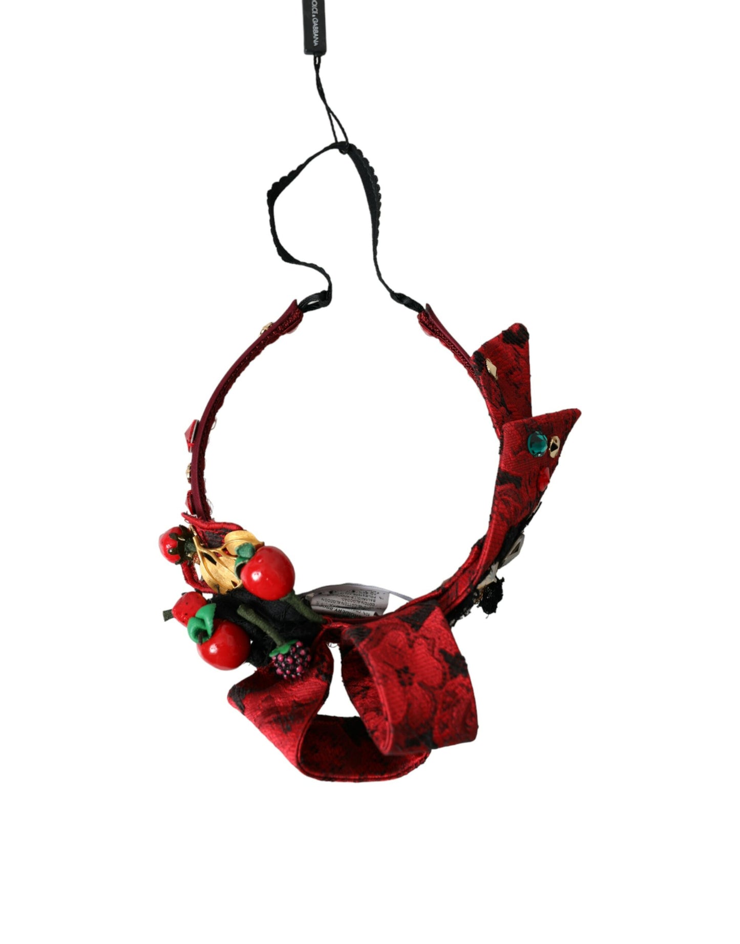 Dolce & Gabbana Red Cherry Sicily Verziertes Damen Haarband Diadem