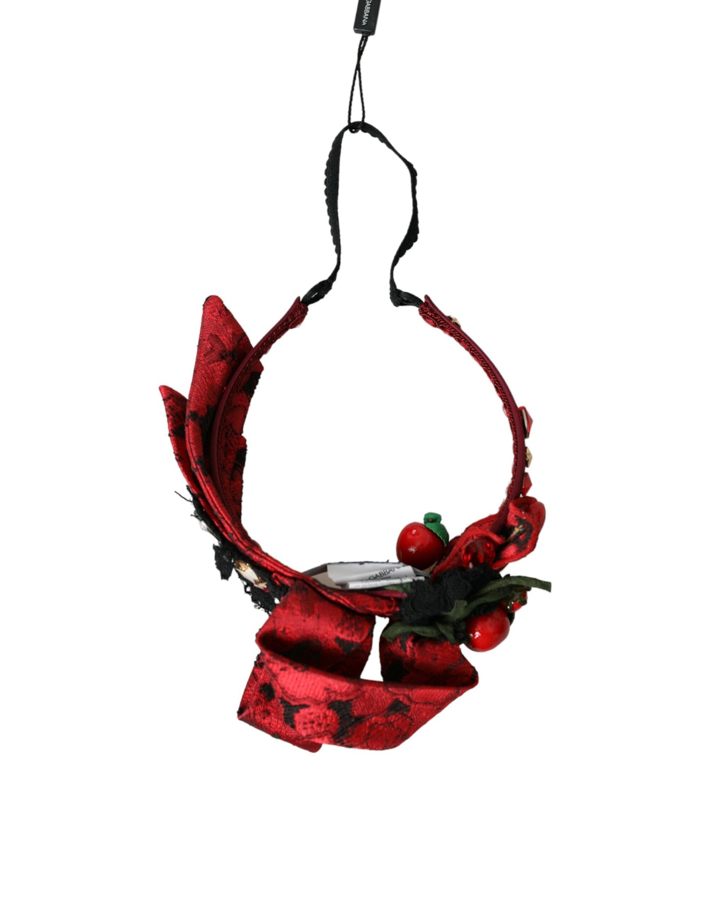 Dolce & Gabbana Red Cherry Sicily Verziertes Damen Haarband Diadem