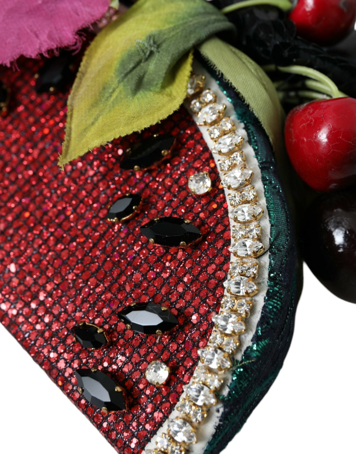 Dolce & Gabbana Rotes Wassermelonen-Kirsch-Kristall-Haarband Statement-Diadem
