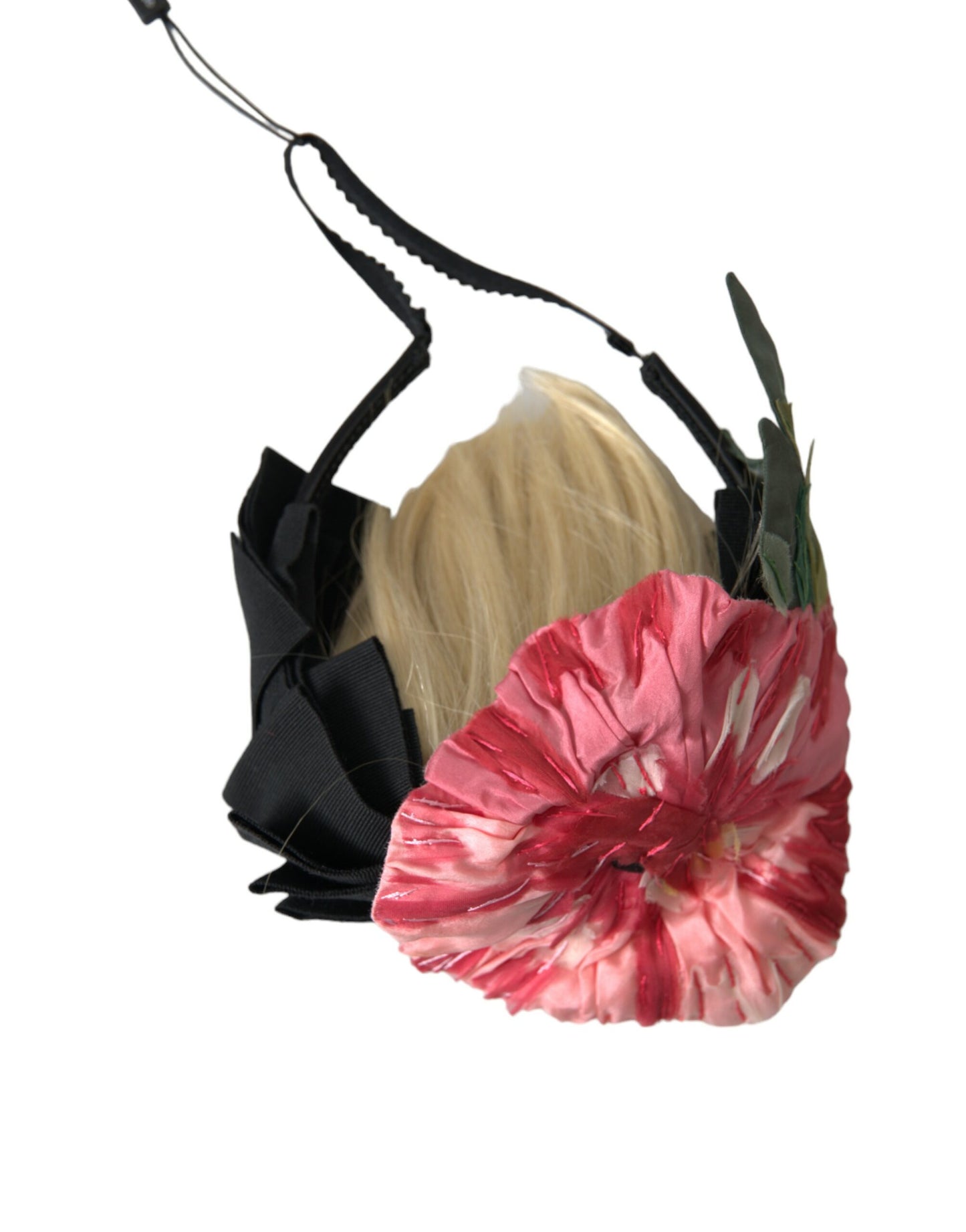 Dolce & Gabbana Schwarze Viskose Weißes Haar Parrucchiera Stirnband Diadem