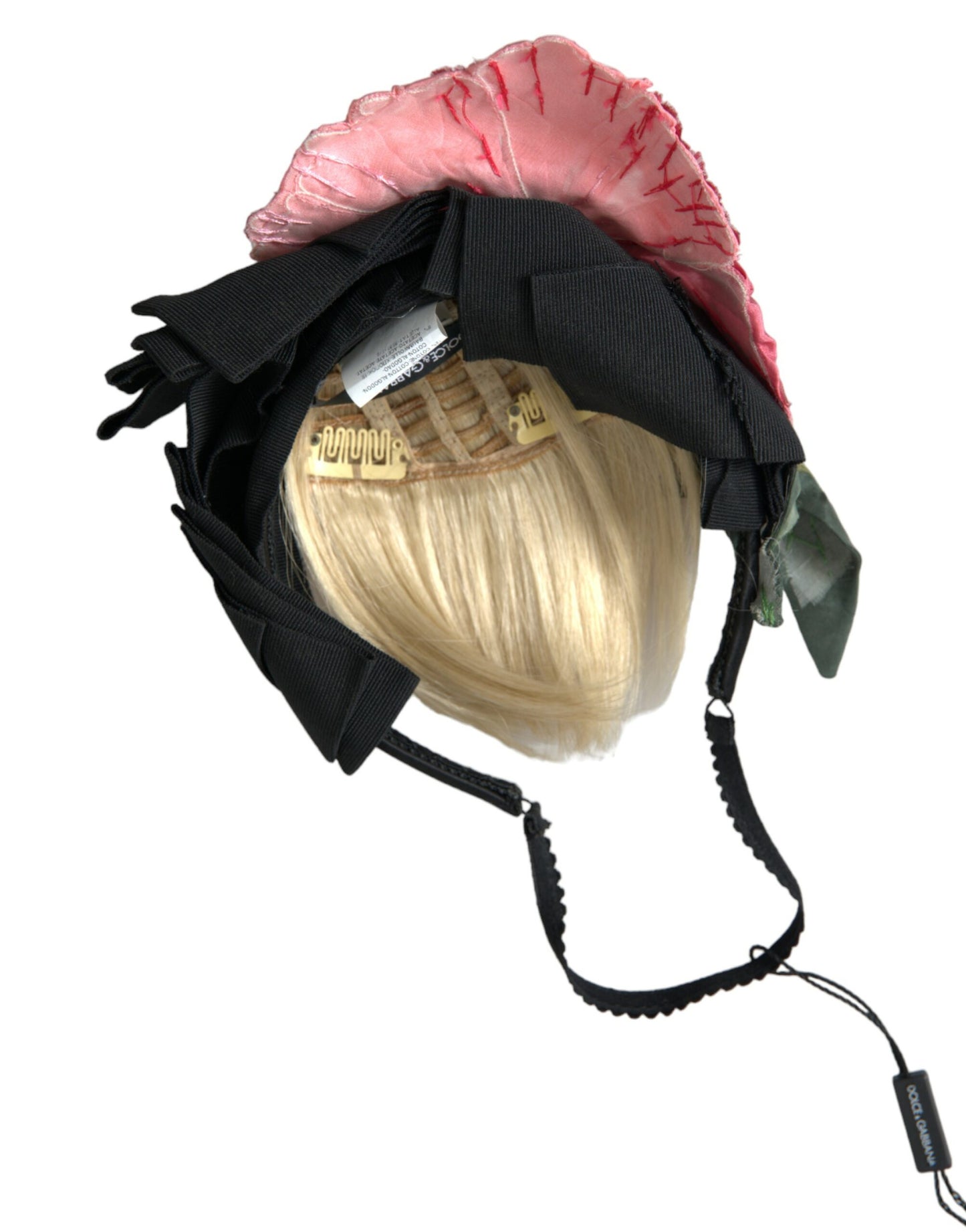 Dolce & Gabbana Schwarze Viskose Weißes Haar Parrucchiera Stirnband Diadem