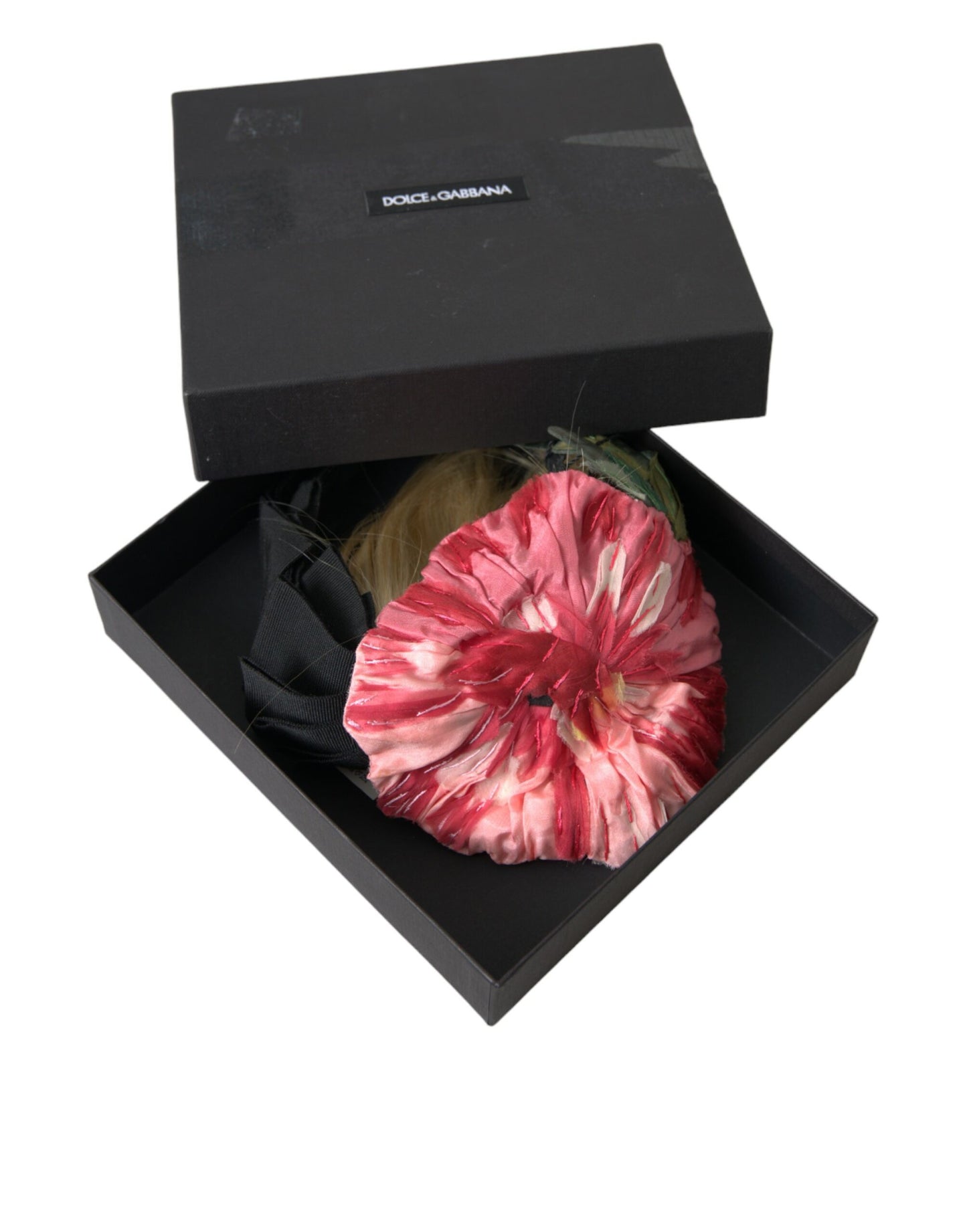 Dolce & Gabbana Schwarze Viskose Weißes Haar Parrucchiera Stirnband Diadem