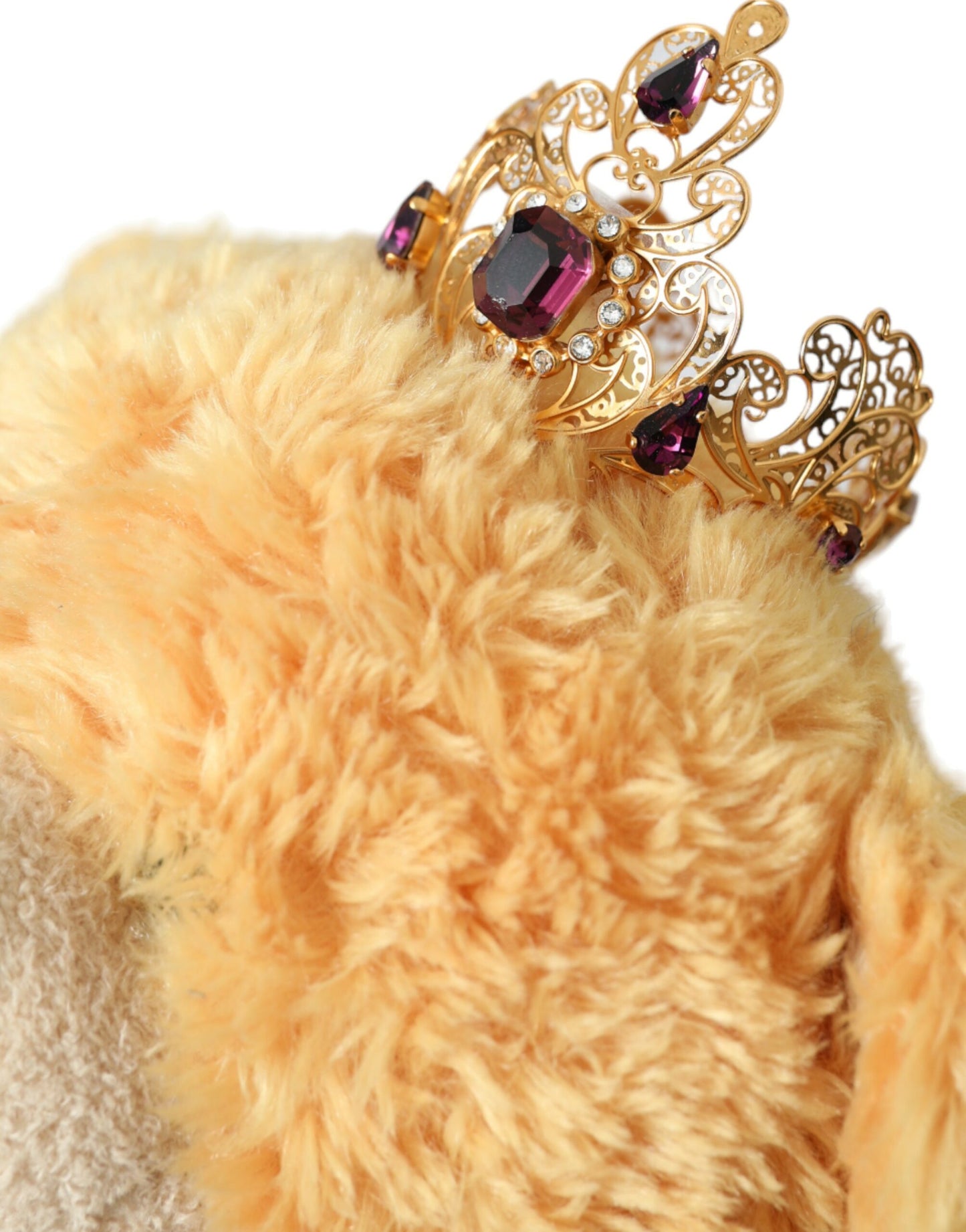 Dolce & Gabbana Brauner Teddybär Gold Kristall Krone Haarband Diadem