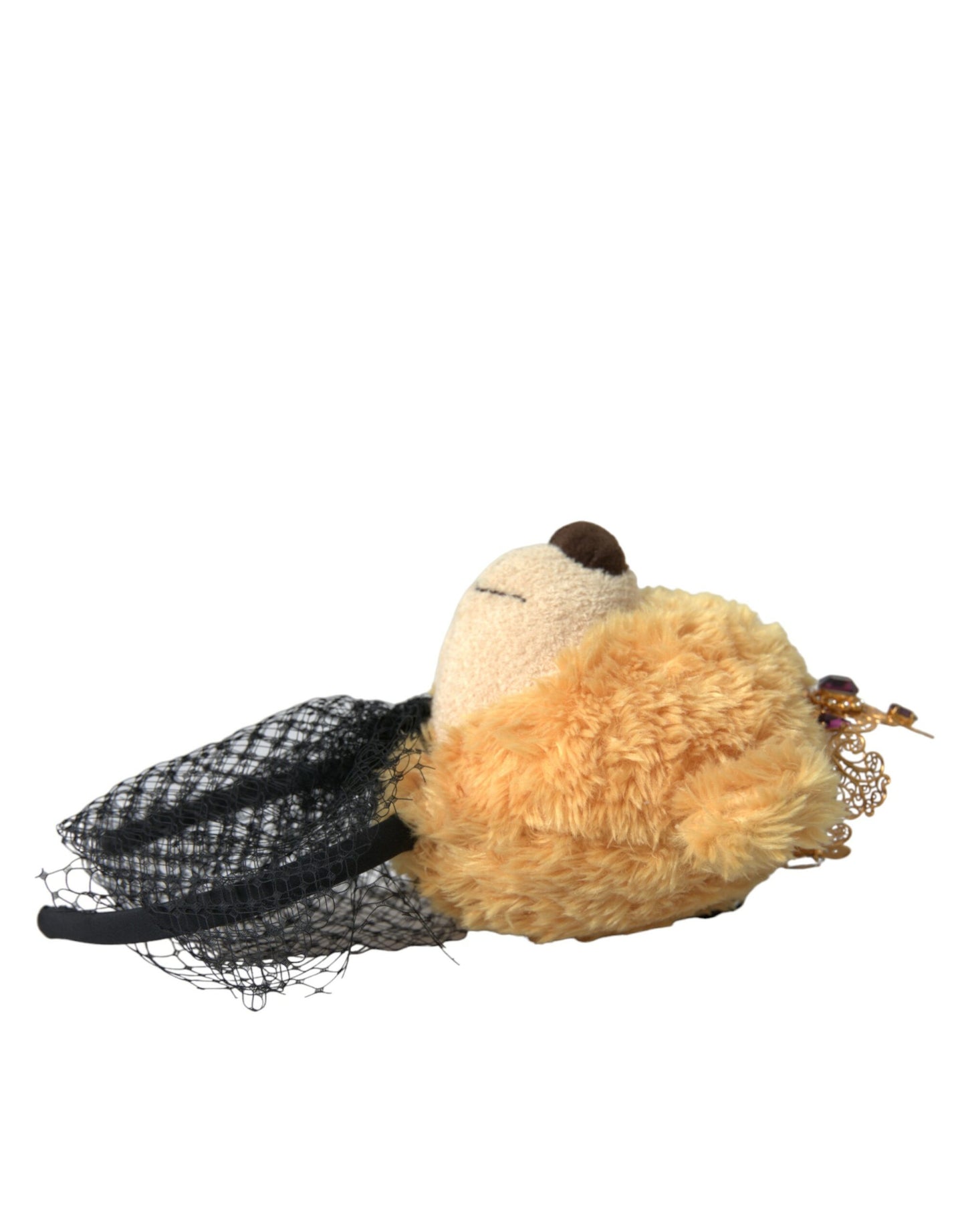 Dolce & Gabbana Brauner Teddybär Gold Kristall Krone Haarband Diadem