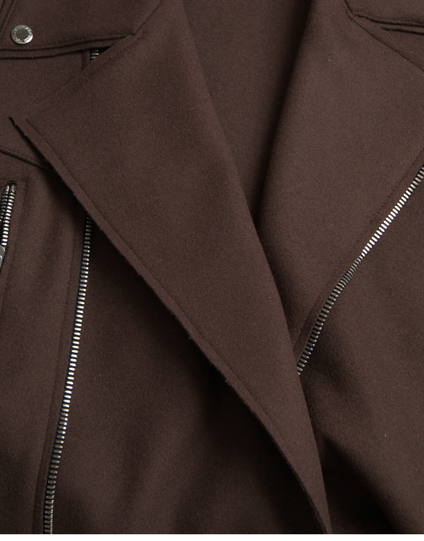 Dolce & Gabbana Brauner Mantel Kurze Biker-Wolljacke