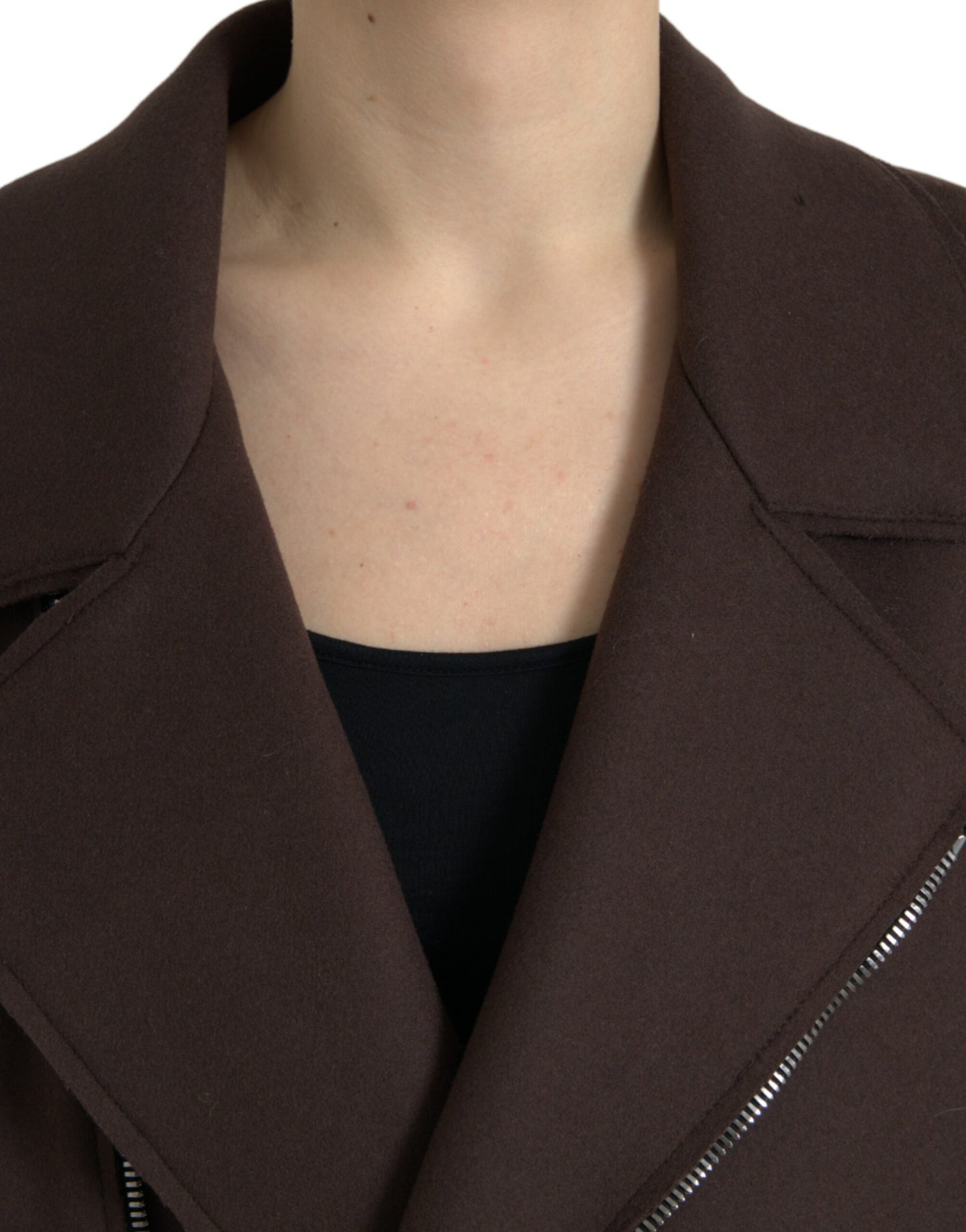 Dolce & Gabbana Brauner Mantel Kurze Biker-Wolljacke