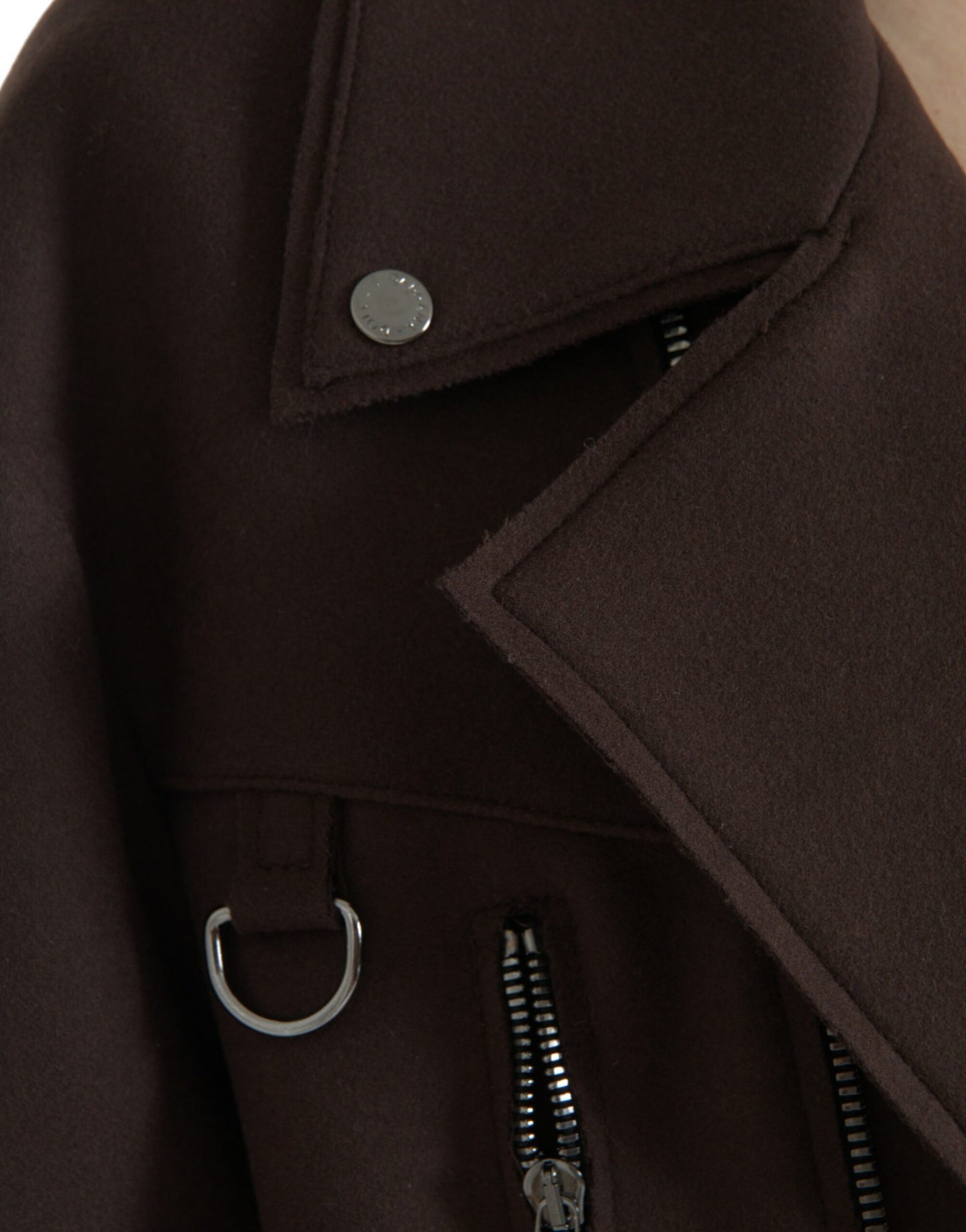 Dolce & Gabbana Brauner Mantel Kurze Biker-Wolljacke