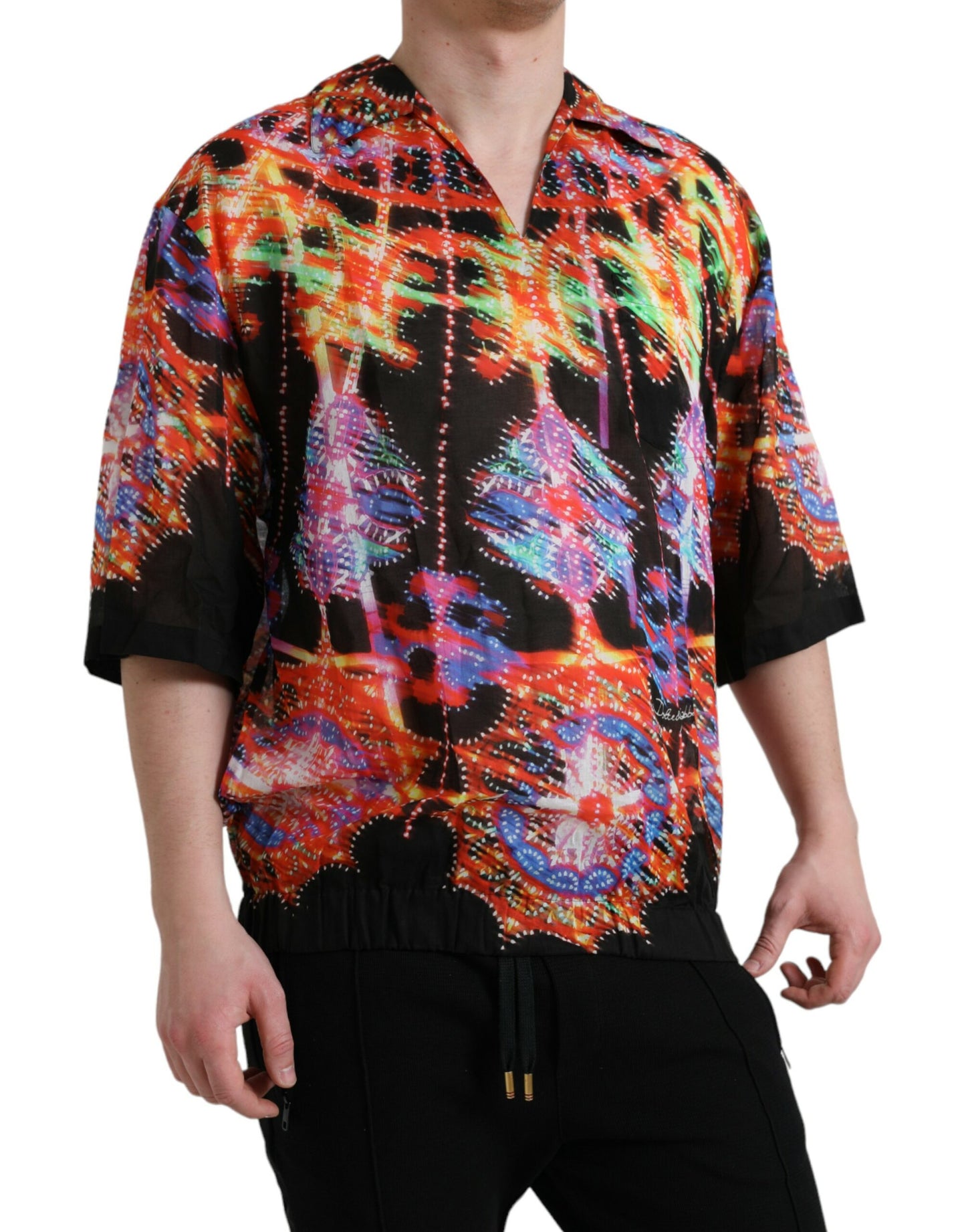 Mehrfarbiges Baumwoll-T-Shirt mit Luminarie-Print von Dolce & Gabbana