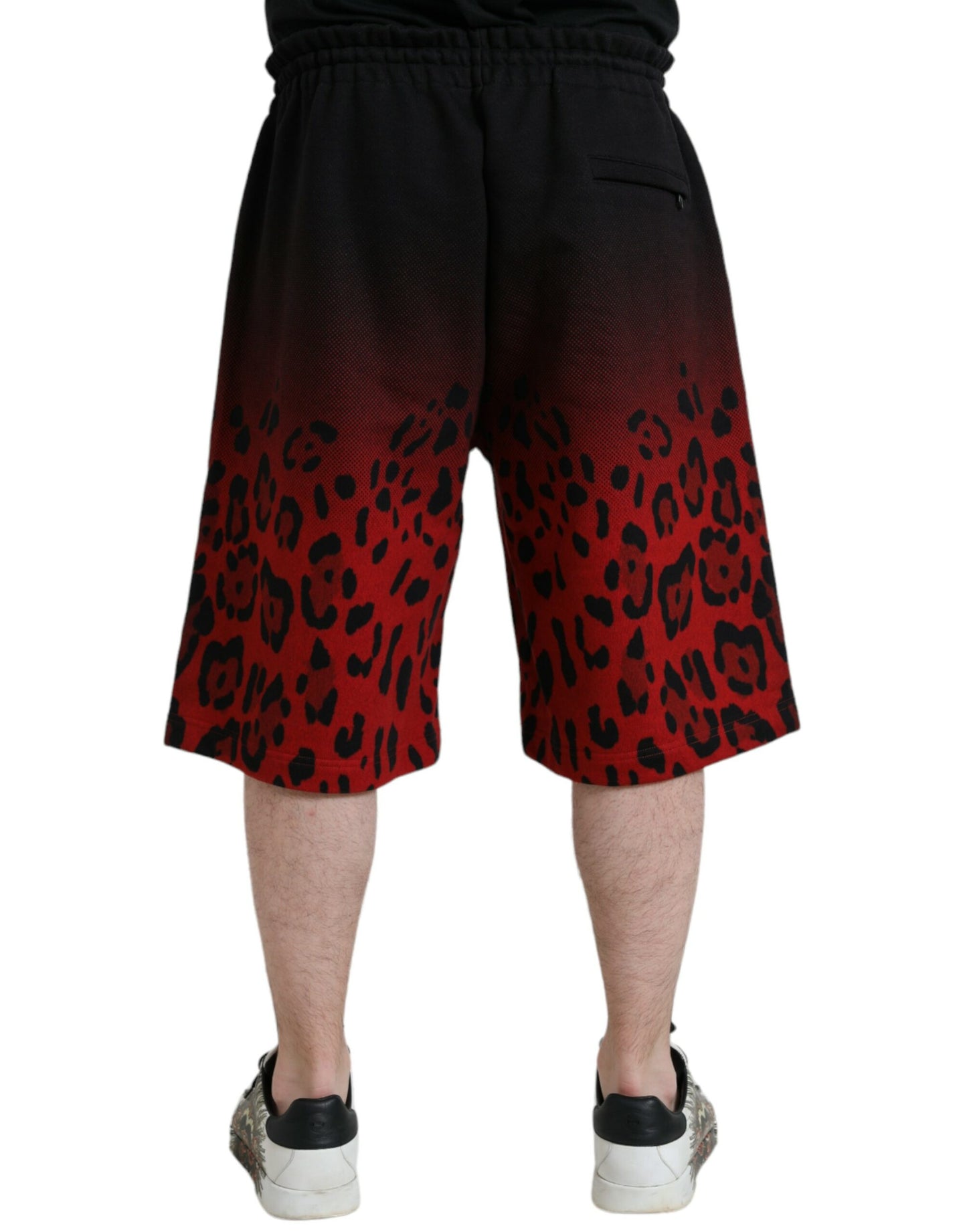 Dolce & Gabbana – Rote Bermudashorts aus Baumwolle mit Leopardenmuster
