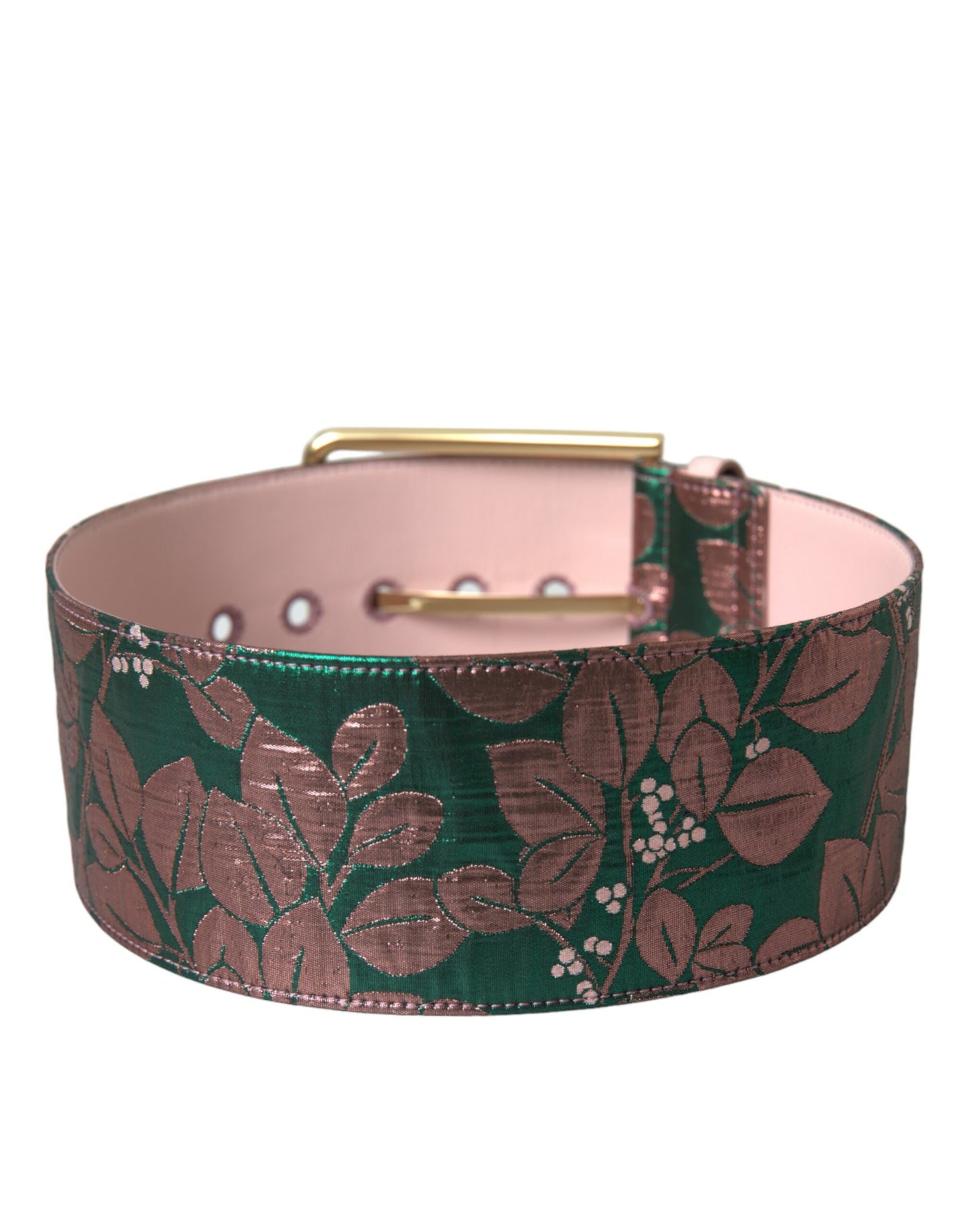 Dolce & Gabbana – Mehrfarbiger Jacquard-Gürtel mit Lurex-Schnalle und Blumenmuster in Gold