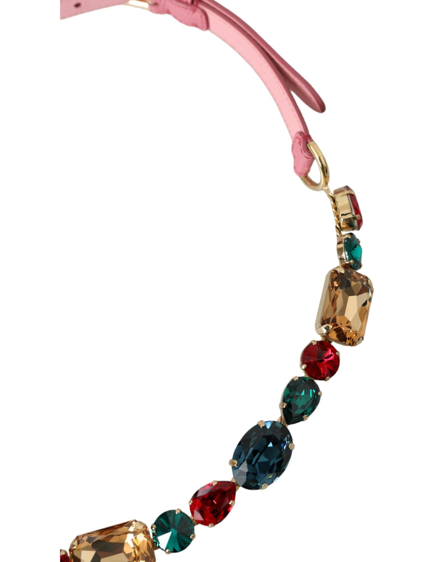 Dolce & Gabbana – Rosafarbener Ledergürtel mit Kristallkette
