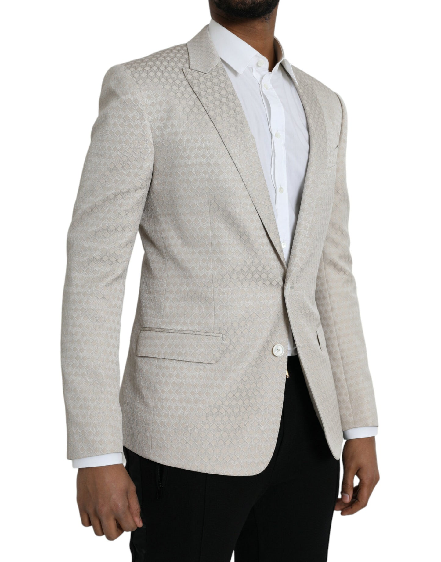 Dolce & Gabbana Beige MARTINI Einreihiger Mantelblazer