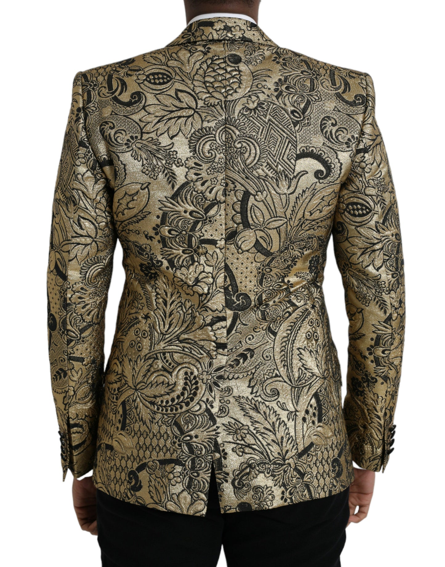 Dolce & Gabbana Gold SICILIA Jacquard Einreihiger Mantelblazer