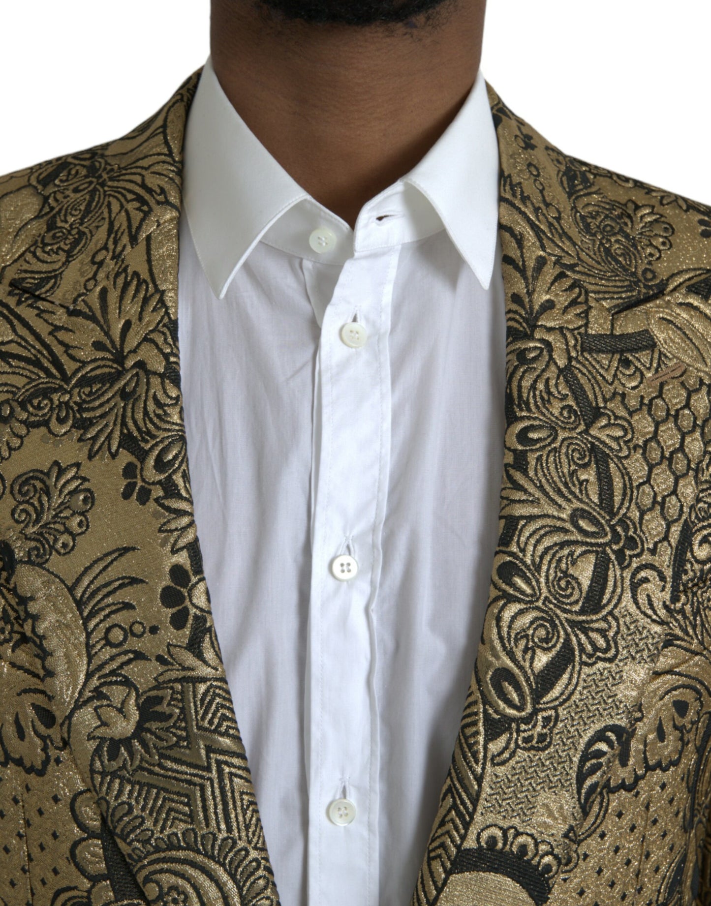 Dolce & Gabbana Gold SICILIA Jacquard Einreihiger Mantelblazer
