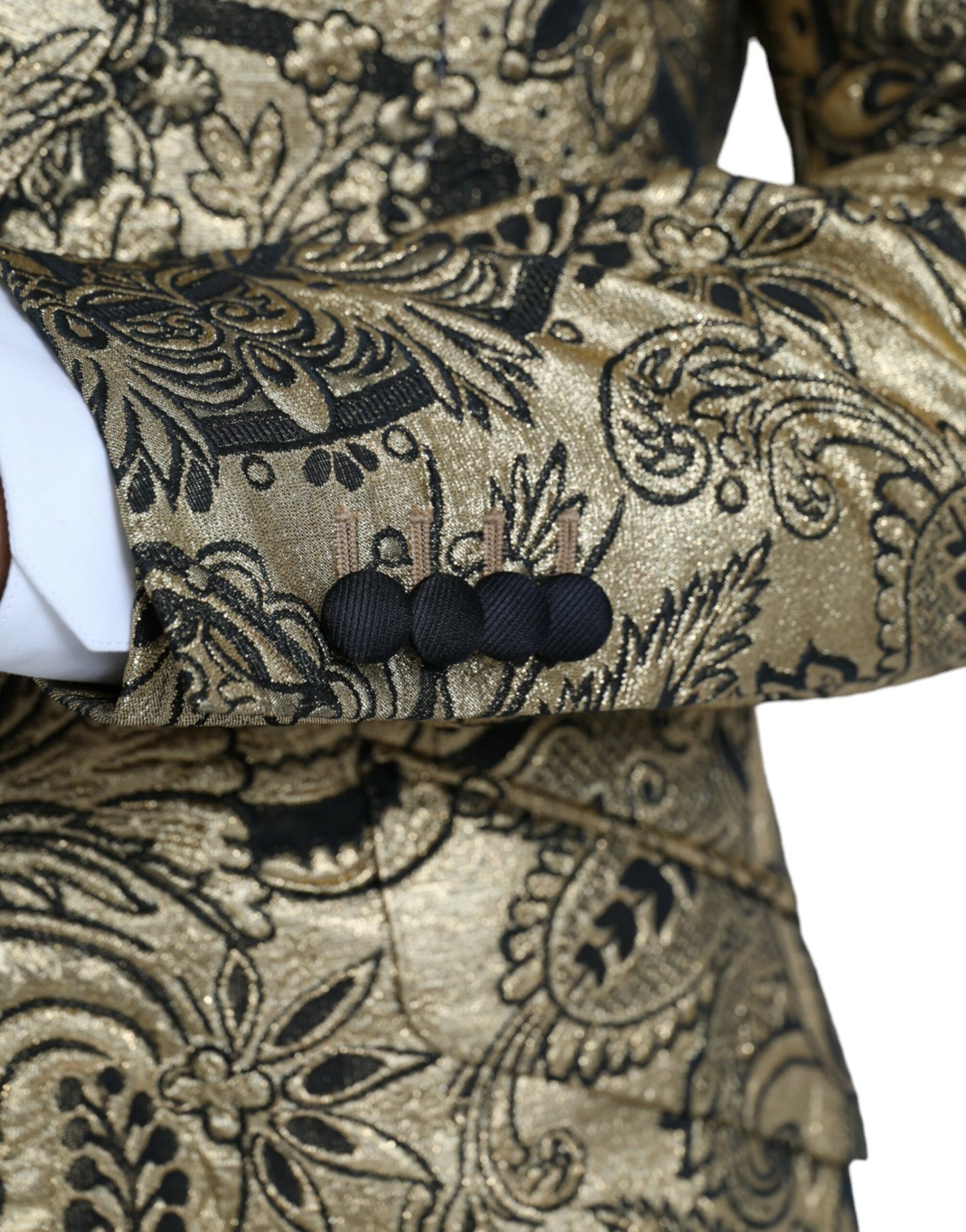 Dolce & Gabbana Gold SICILIA Jacquard Einreihiger Mantelblazer