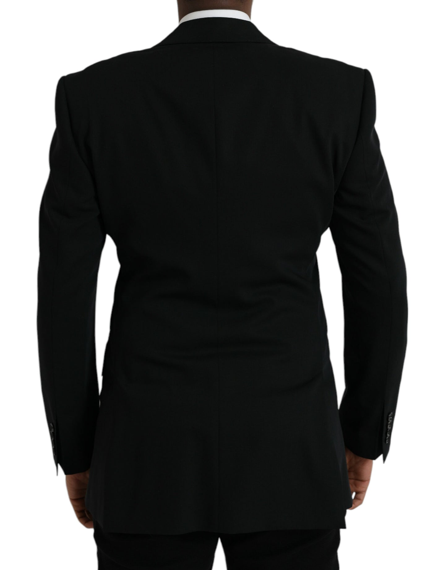 Dolce & Gabbana – Einreihiger Blazer aus schwarzer Wolle mit Spitze