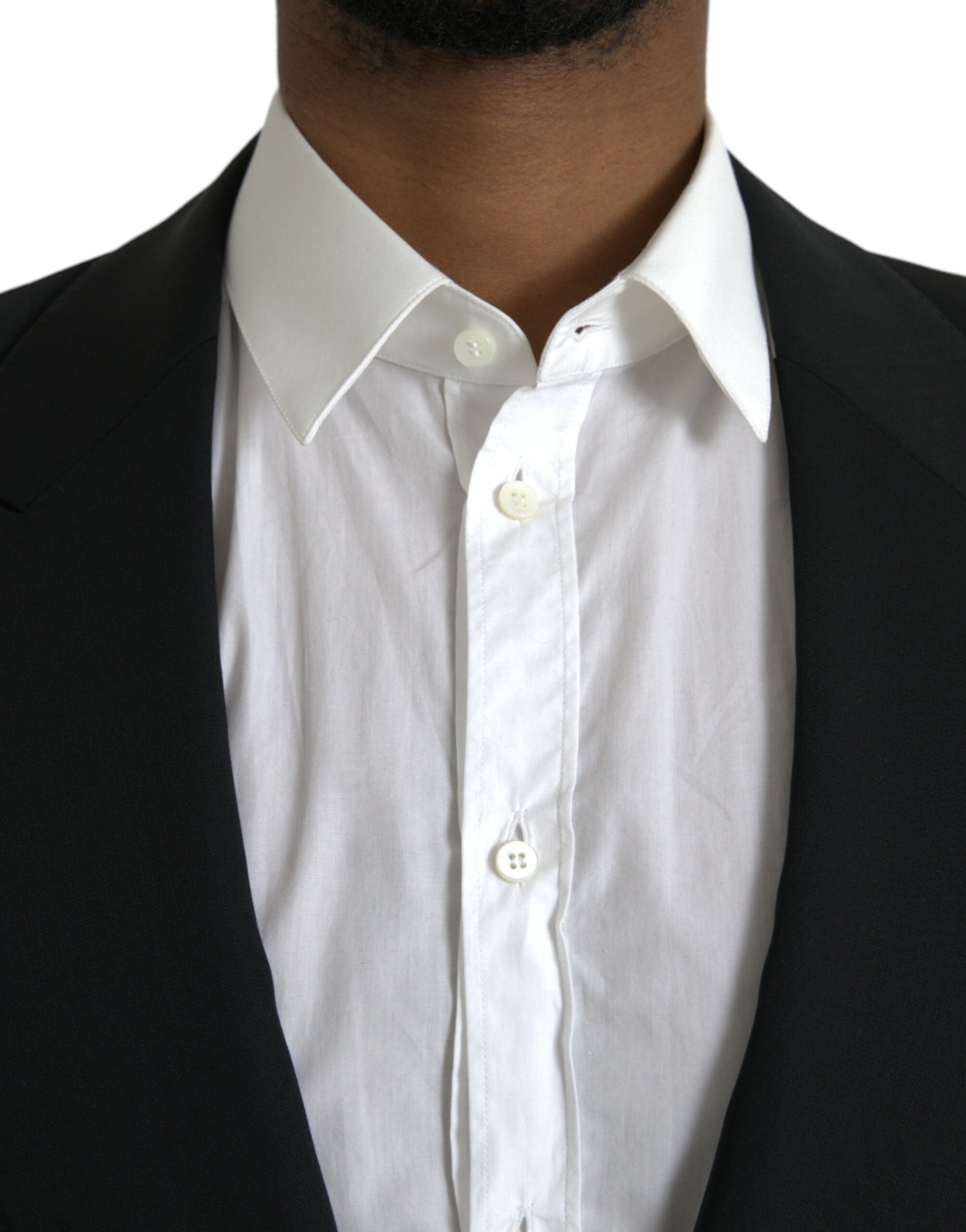Dolce & Gabbana – Einreihiger Blazer aus schwarzer Wolle mit Spitze