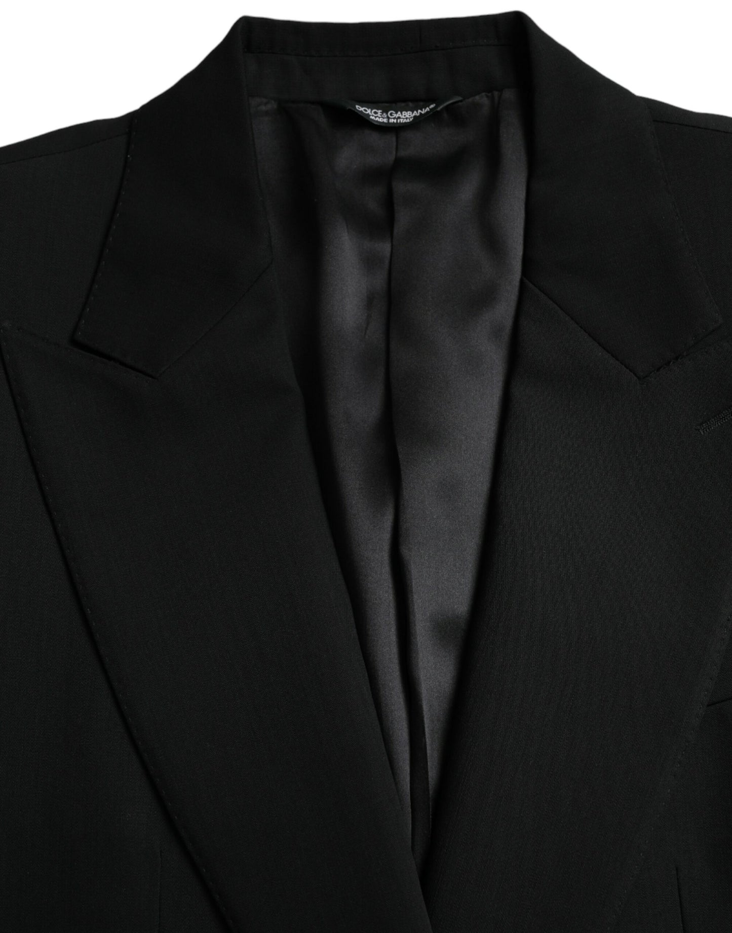 Dolce & Gabbana – Einreihiger Blazer aus schwarzer Wolle mit Spitze