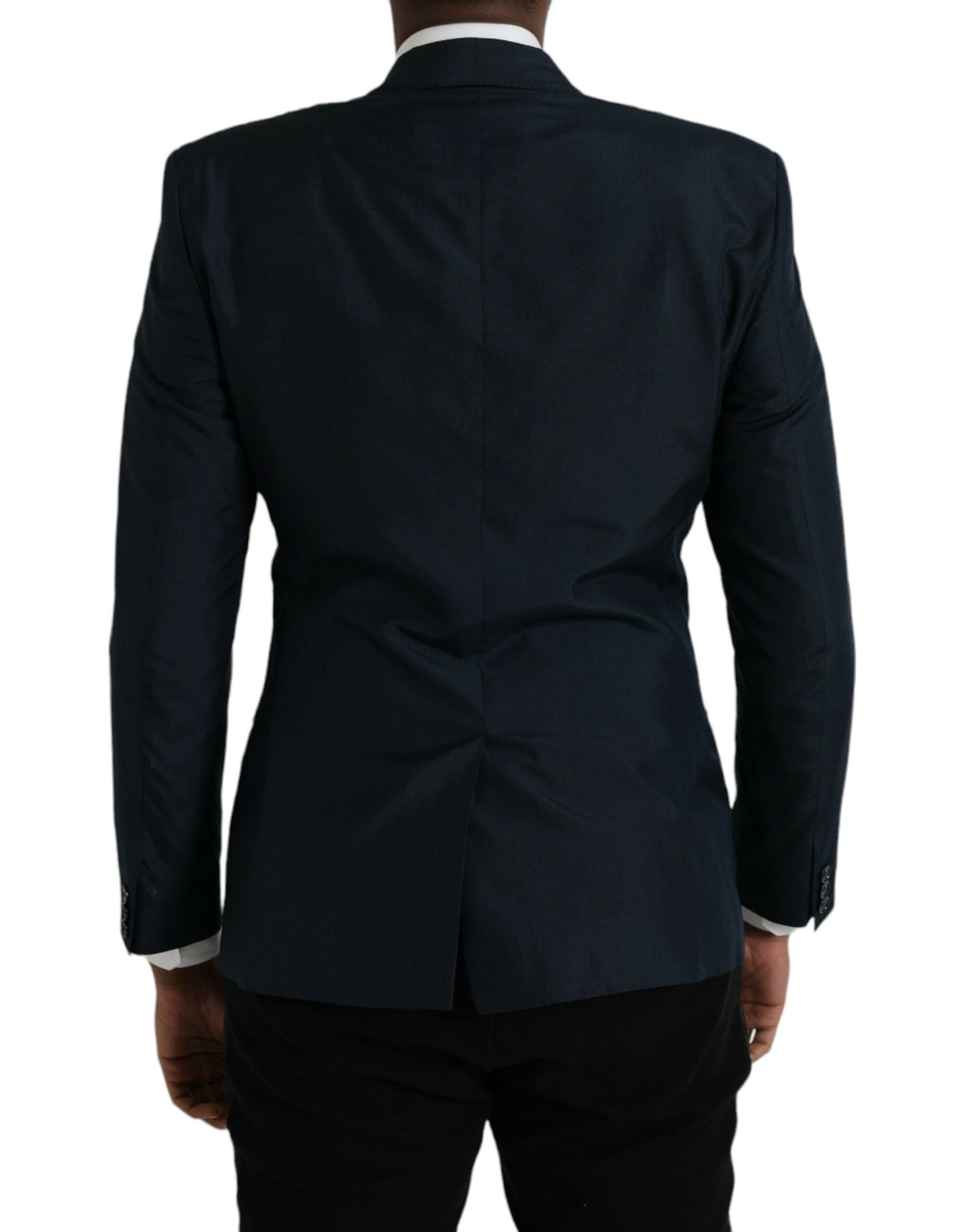 Dolce & Gabbana Blauer GOLD-Einreihiger Mantelblazer mit Kerbe