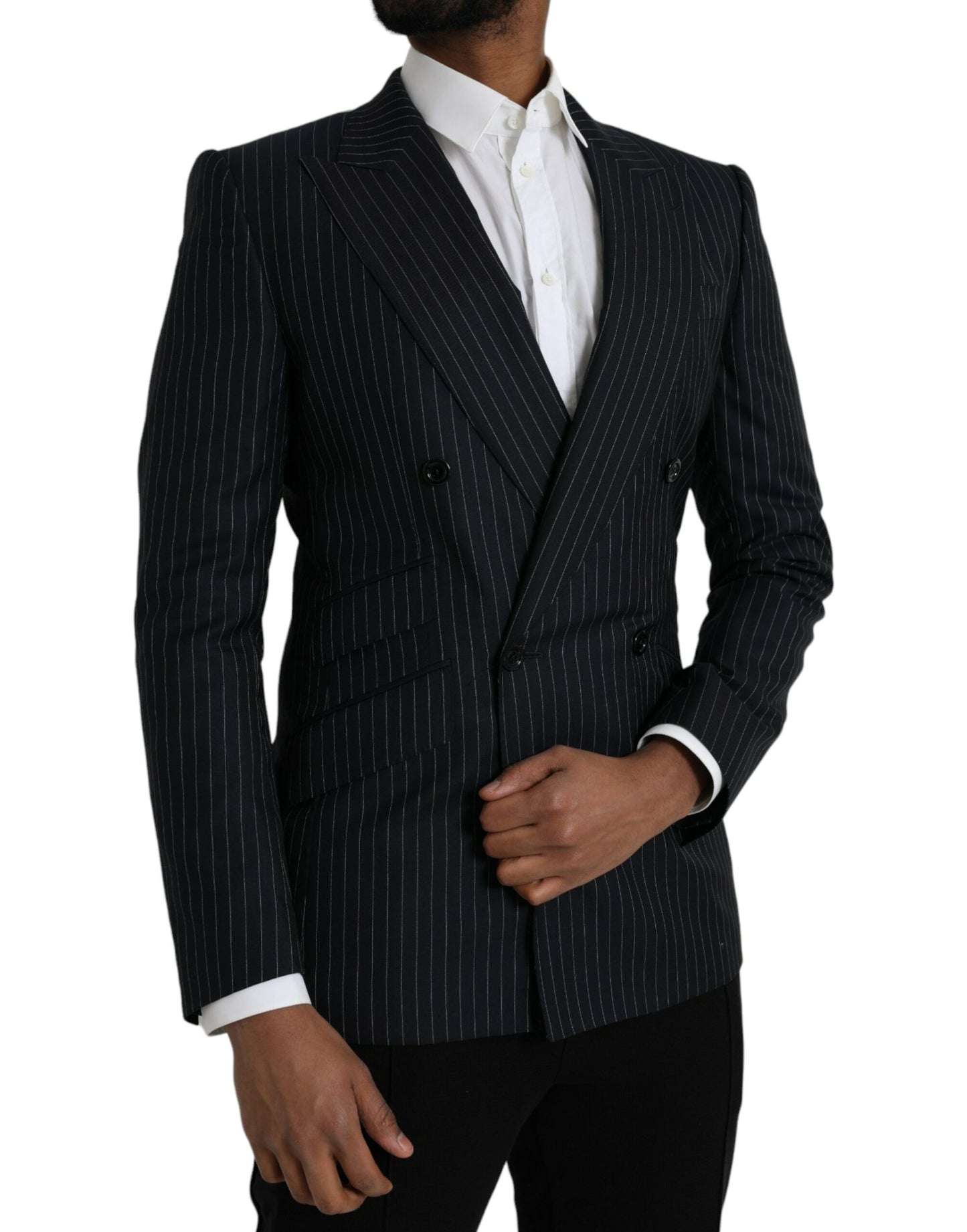 Dolce & Gabbana – SICILIA – Zweireihiger Mantelblazer mit schwarzen Streifen