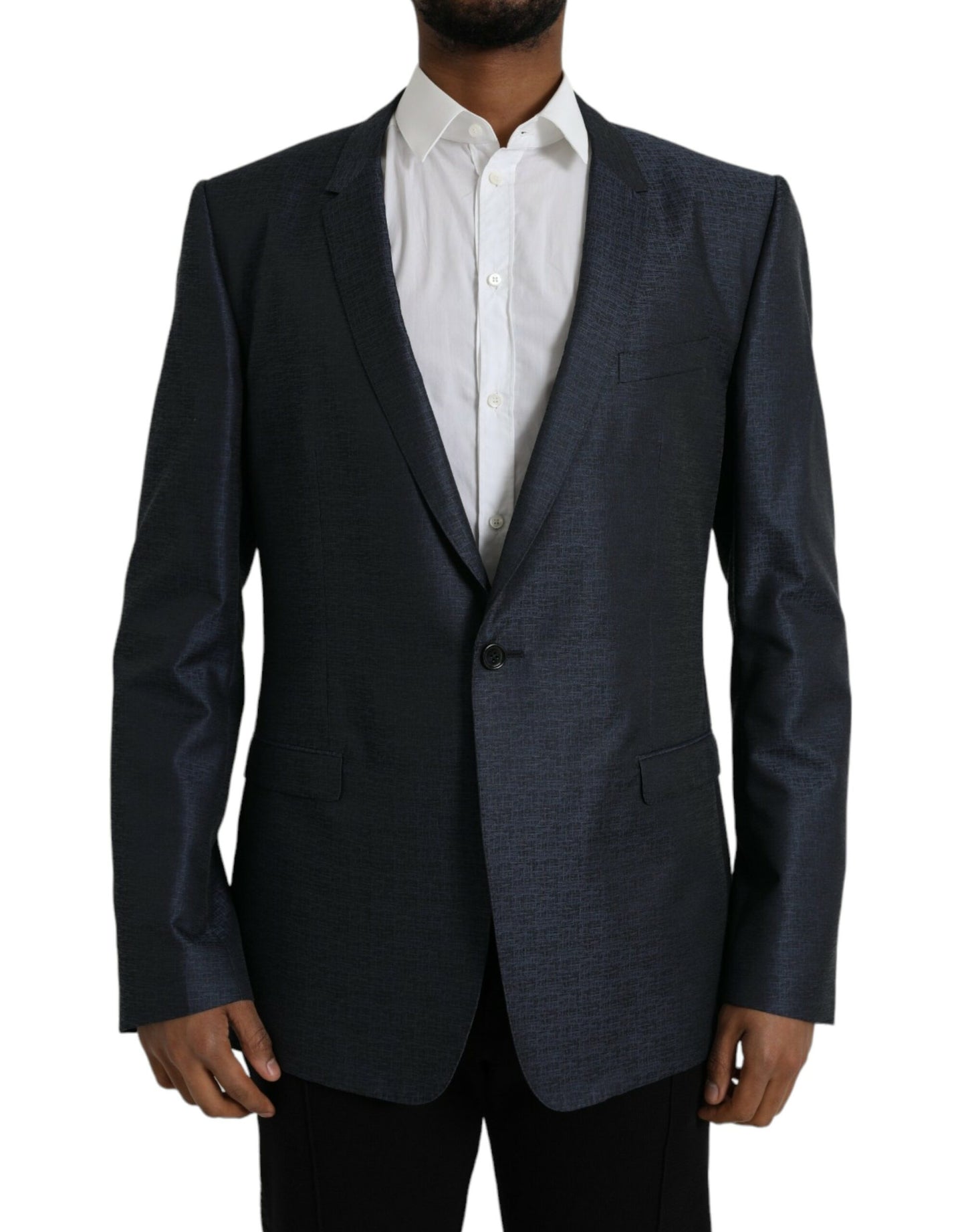Dolce & Gabbana Blauer Woll-Blazer in GOLD mit einreihigem Mantel