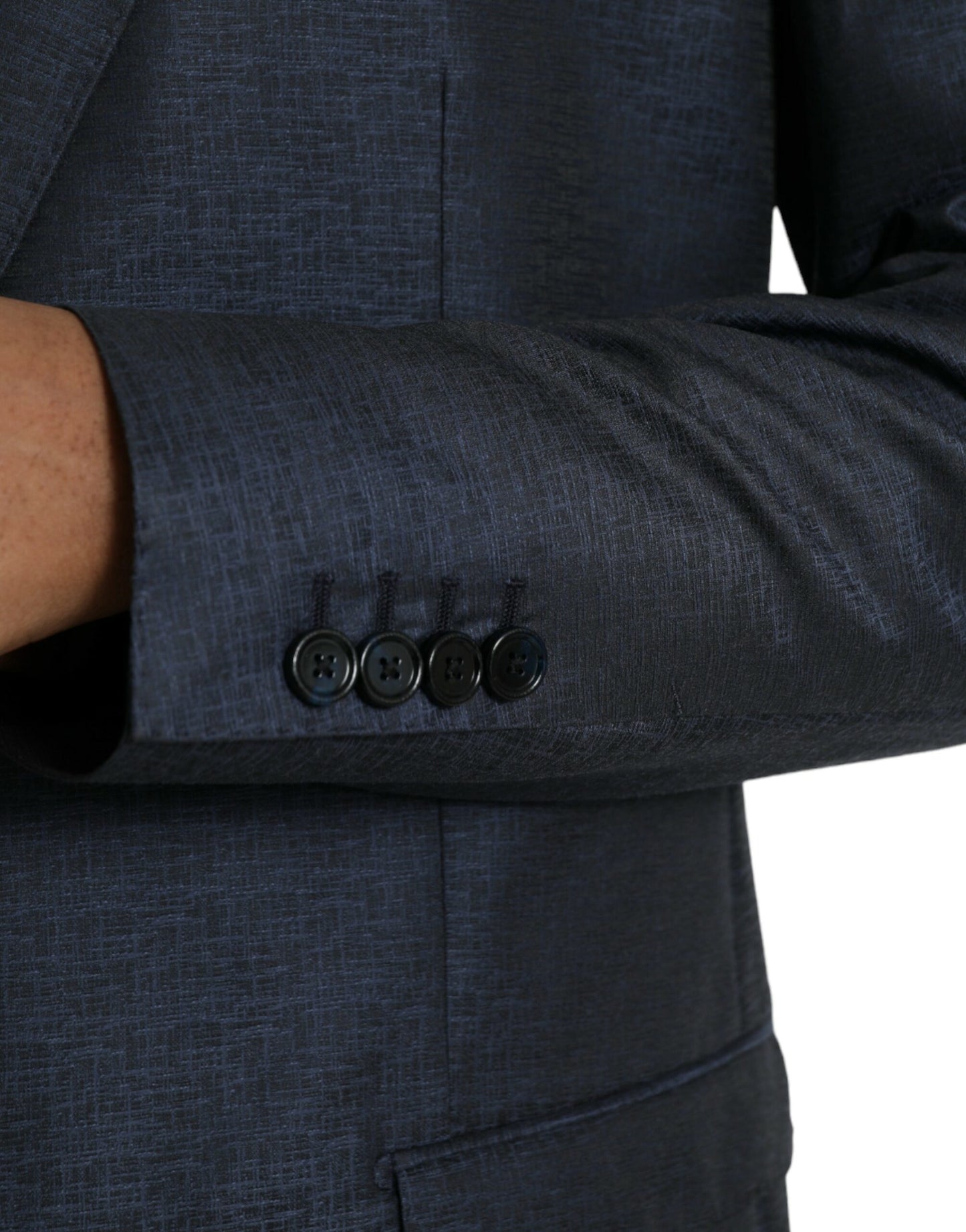 Dolce & Gabbana Blauer Woll-Blazer in GOLD mit einreihigem Mantel