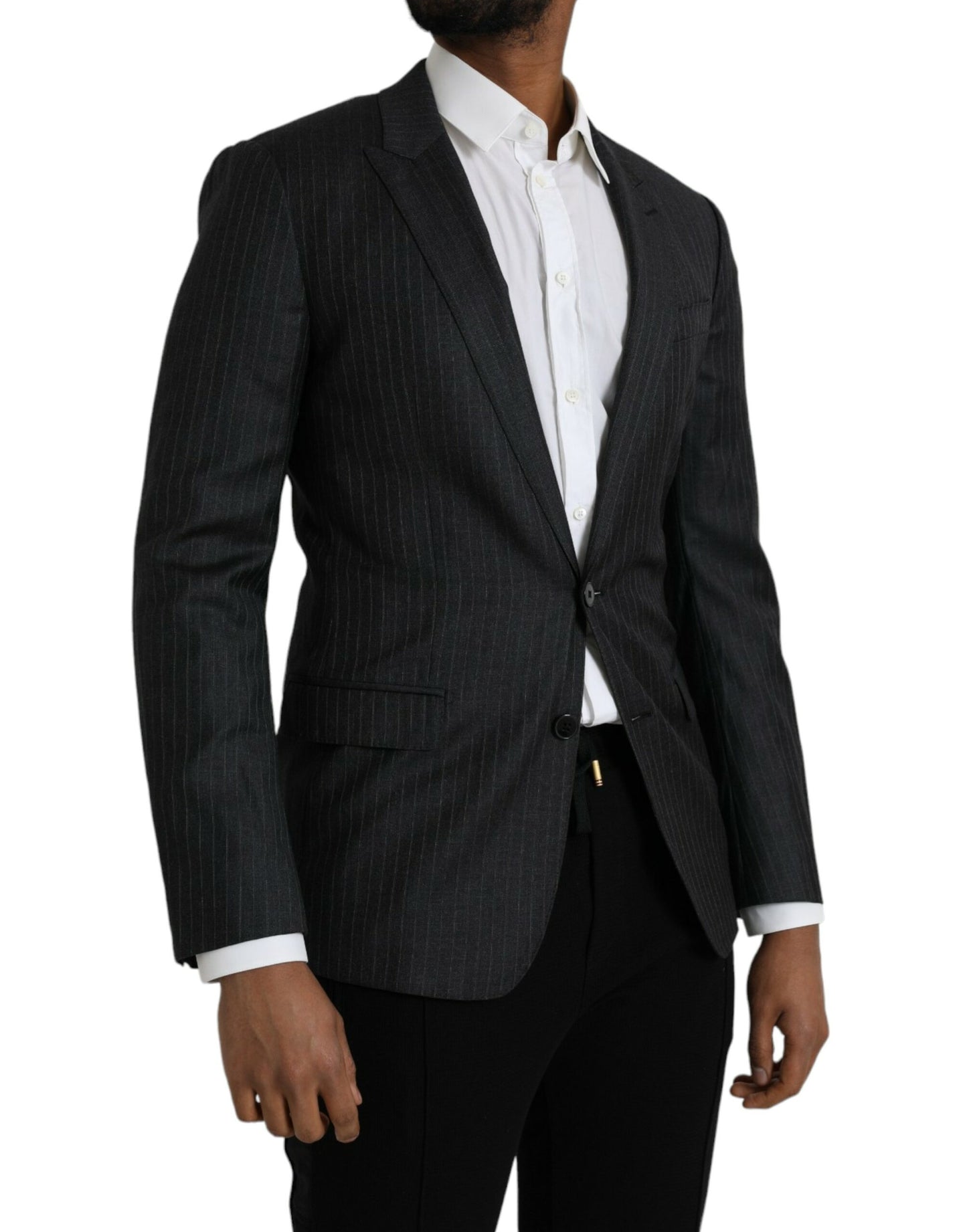 Dolce & Gabbana – Einreihiger MARTINI-Mantelblazer mit schwarzen Streifen