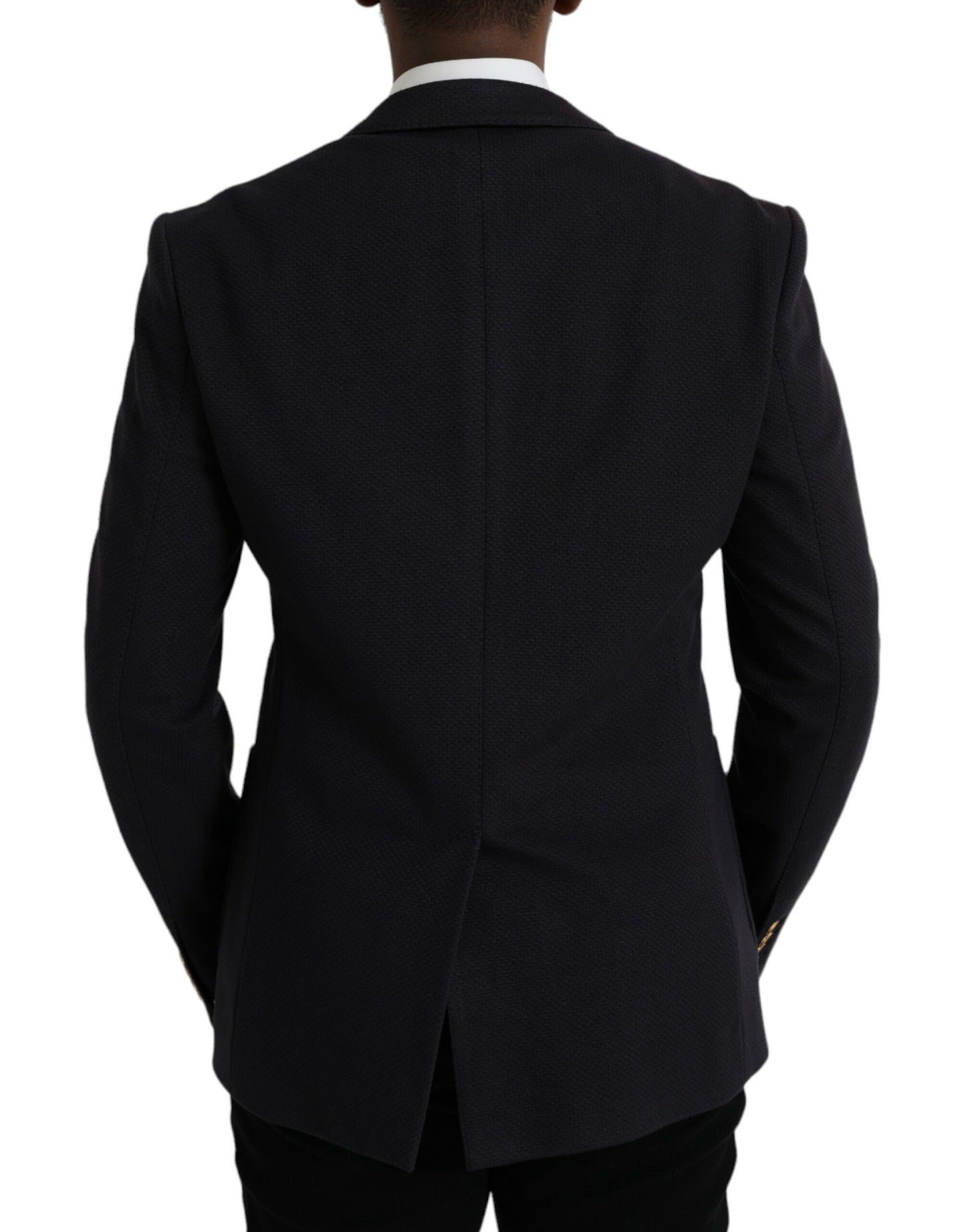 Dolce & Gabbana – Dunkelblauer, zweireihiger Blazer mit Kronenbiene