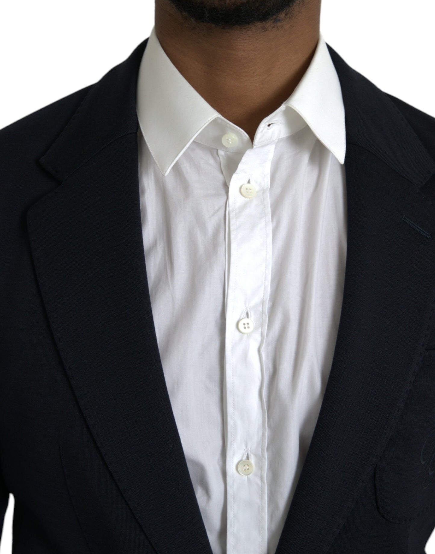 Dolce & Gabbana – Einreihiger Blazer aus schwarzer Wolle mit Kerbe
