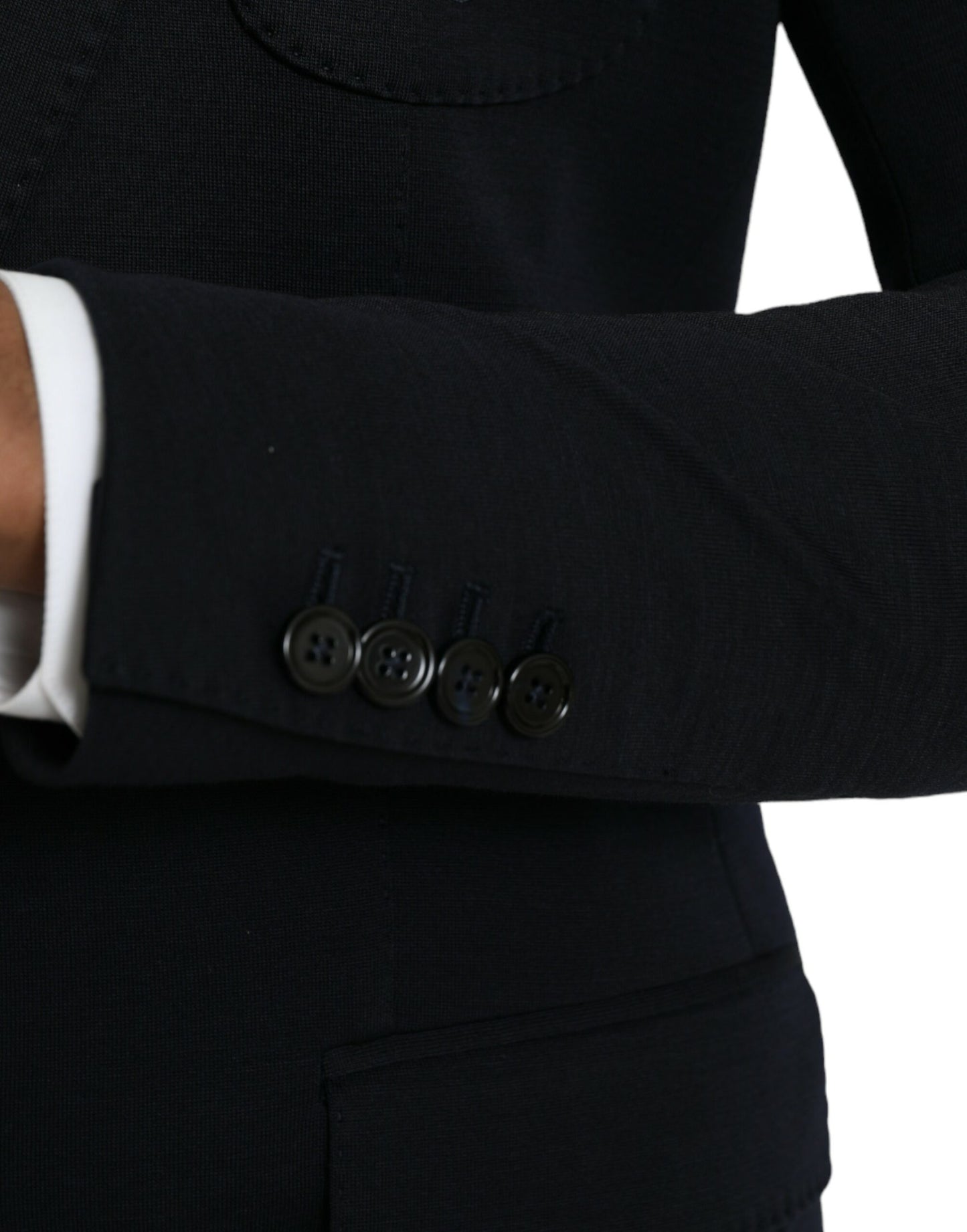 Dolce & Gabbana – Einreihiger Blazer aus schwarzer Wolle mit Kerbe