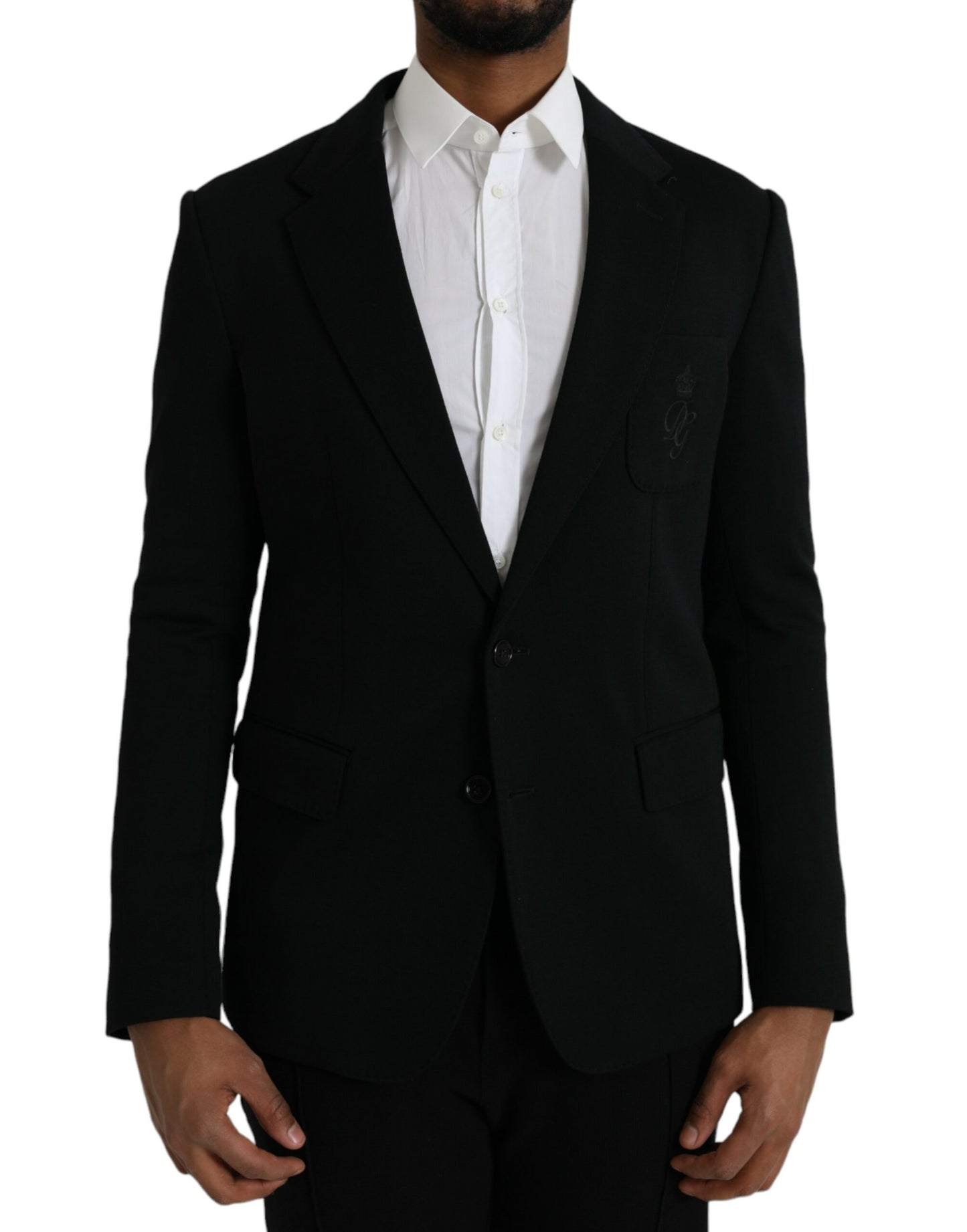 Dolce & Gabbana – Einreihiger Blazer aus schwarzer Wolle mit Kerbe