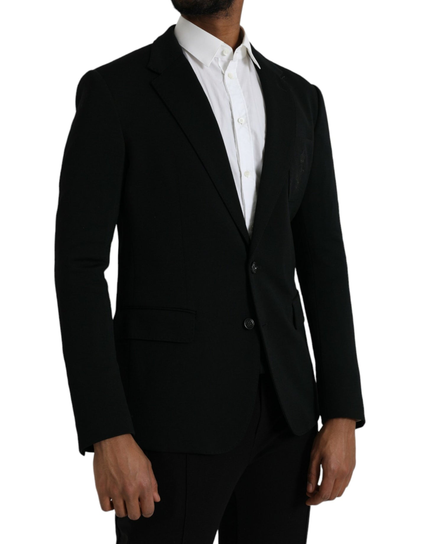 Dolce & Gabbana – Einreihiger Blazer aus schwarzer Wolle mit Kerbe