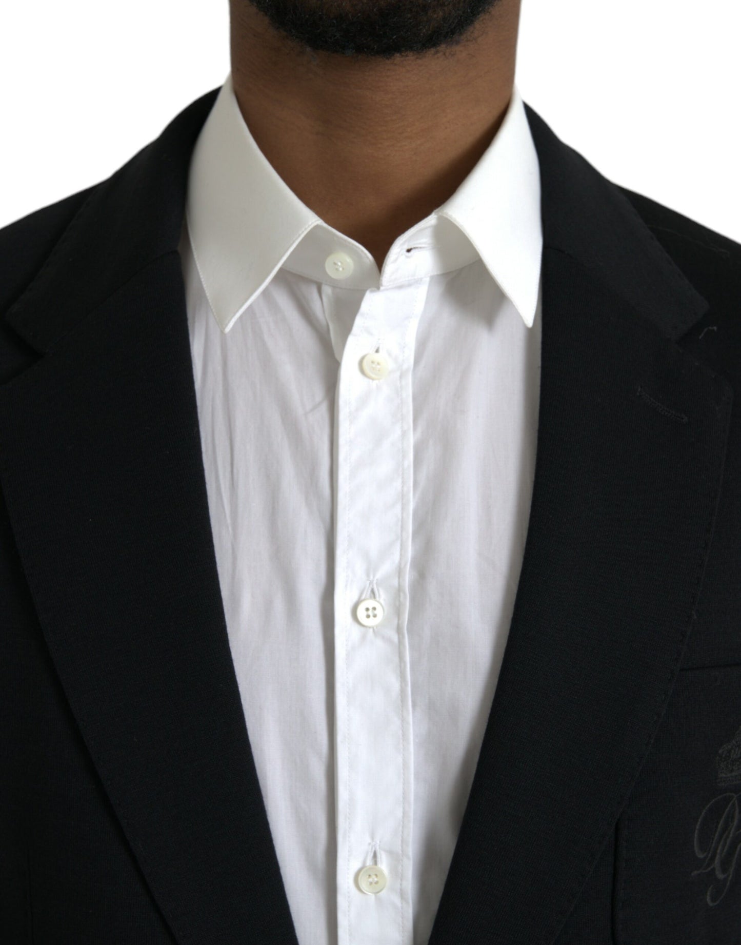 Dolce & Gabbana – Einreihiger Blazer aus schwarzer Wolle mit Kerbe