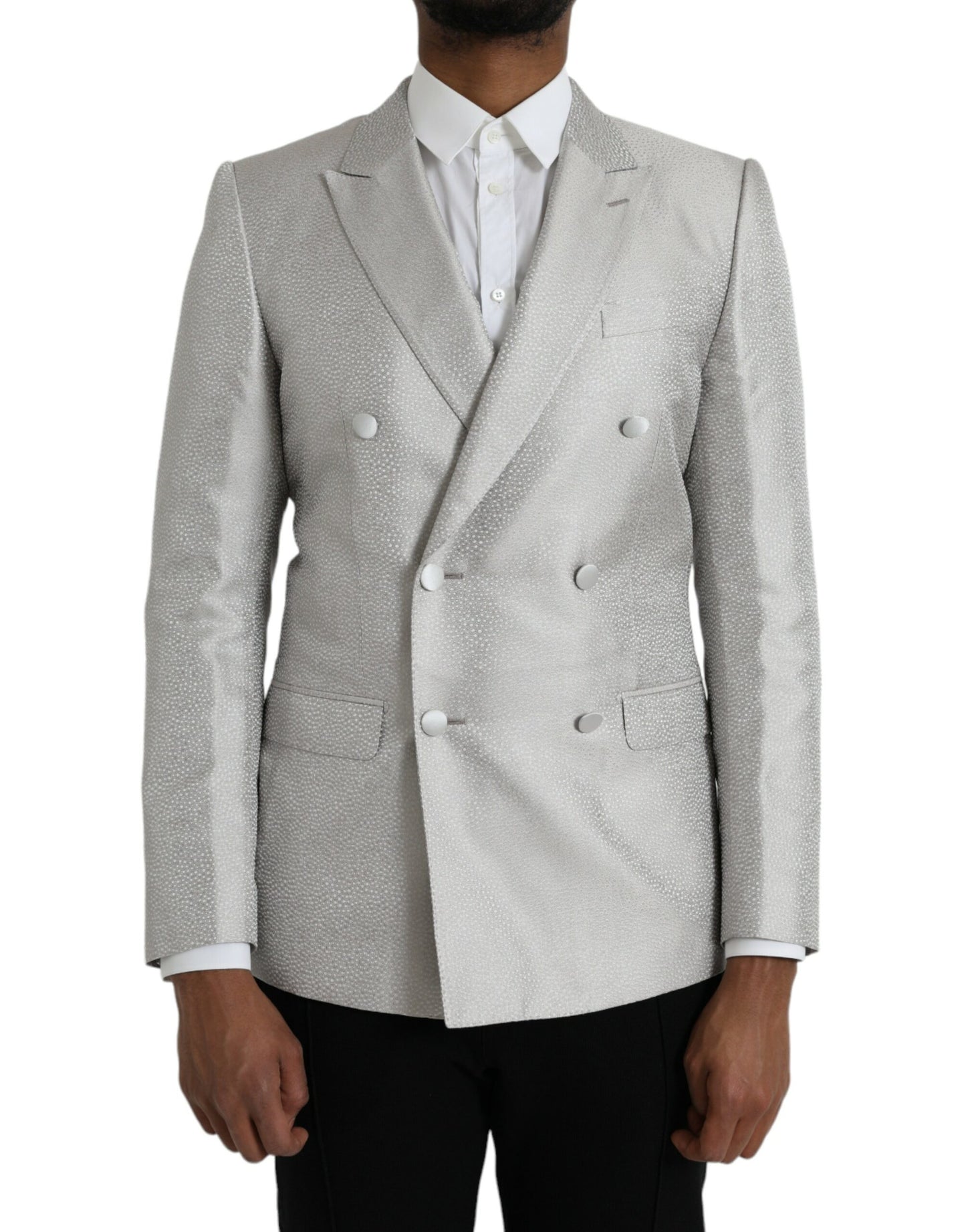 Dolce & Gabbana – Zweireihiger MARTINI-Mantelblazer in Off-White