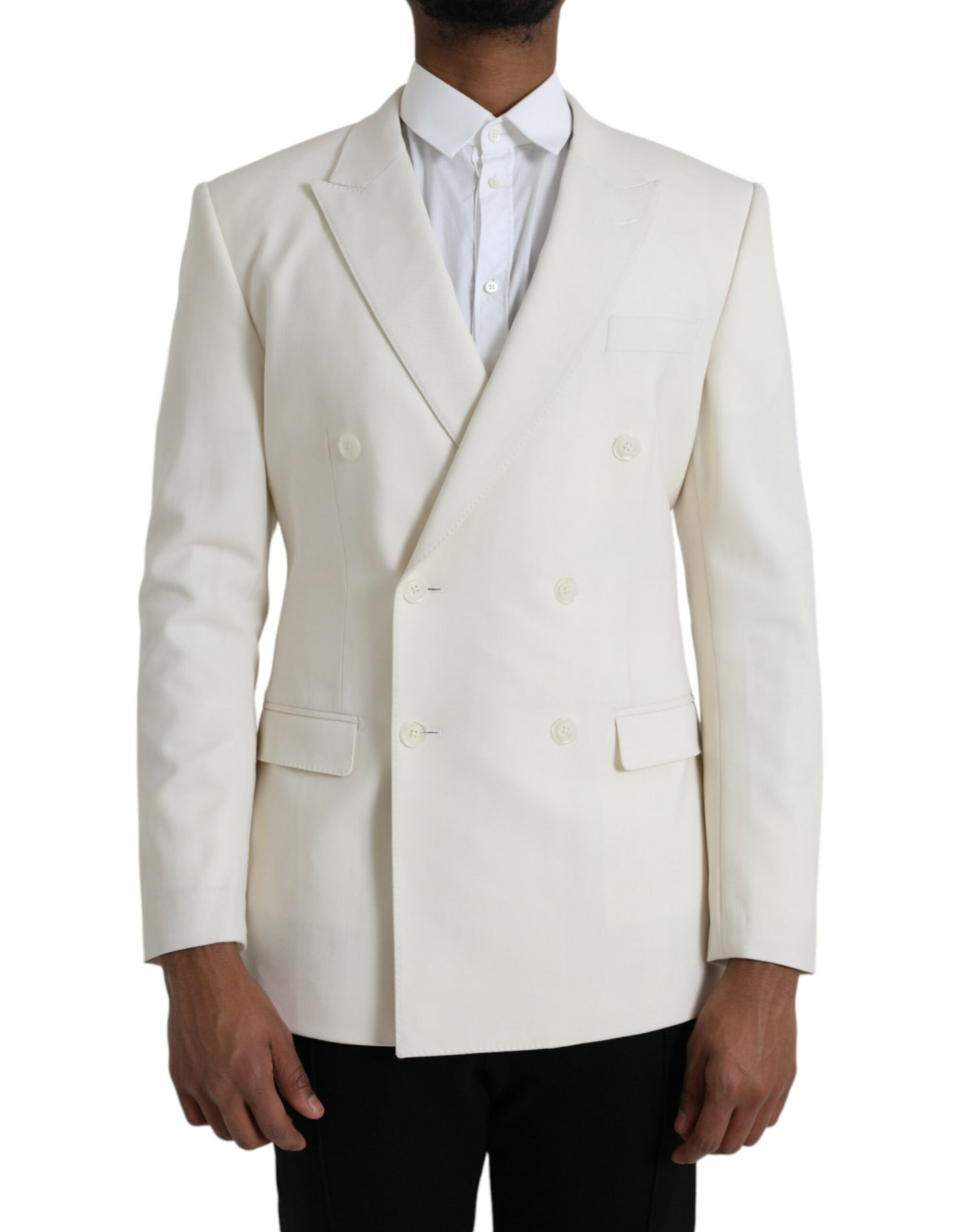 Dolce & Gabbana – Zweireihiger MARTINI-Blazer aus weißer Wolle