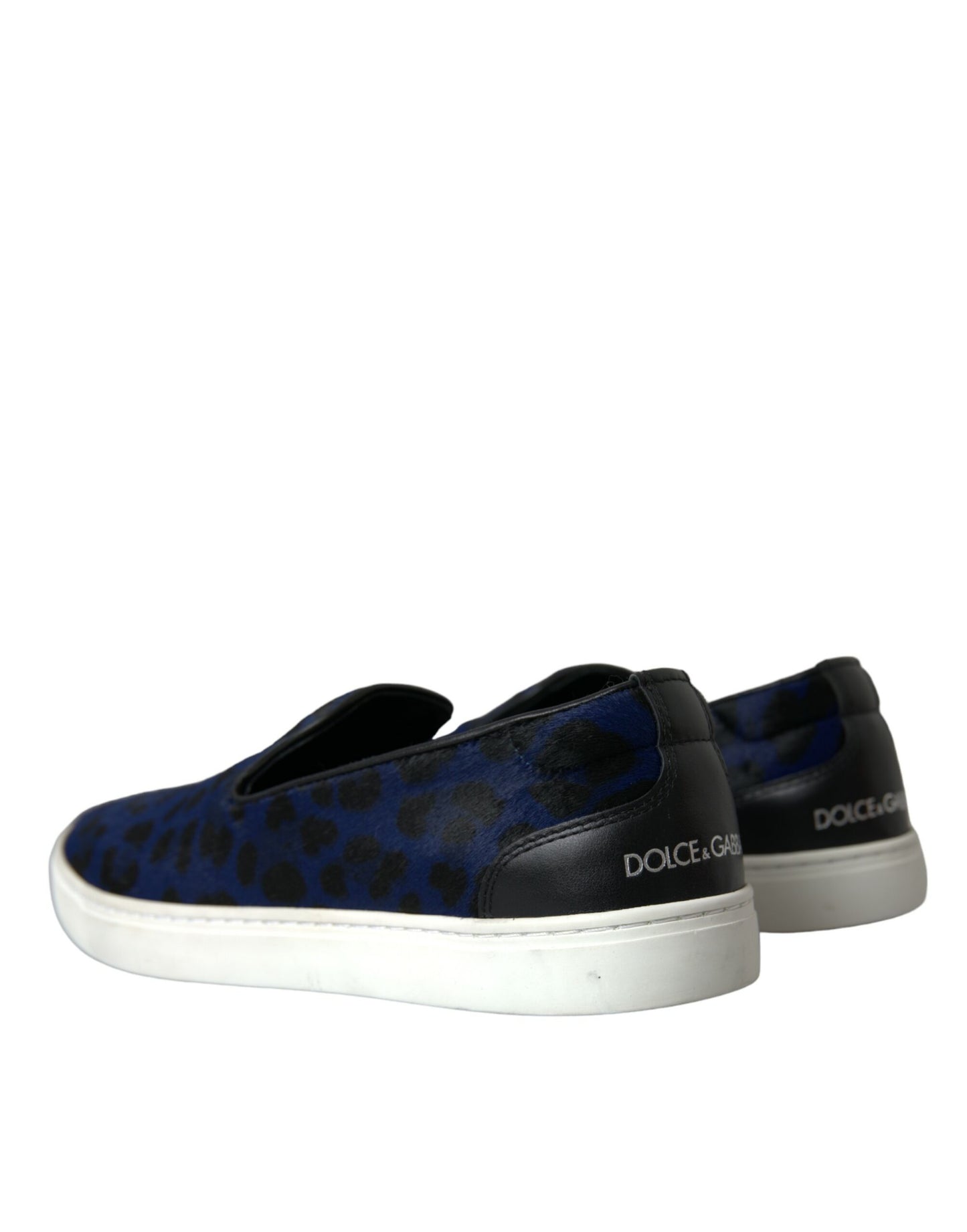 Dolce & Gabbana – Sneakers aus blauem Kalbsleder mit Leopardenmuster