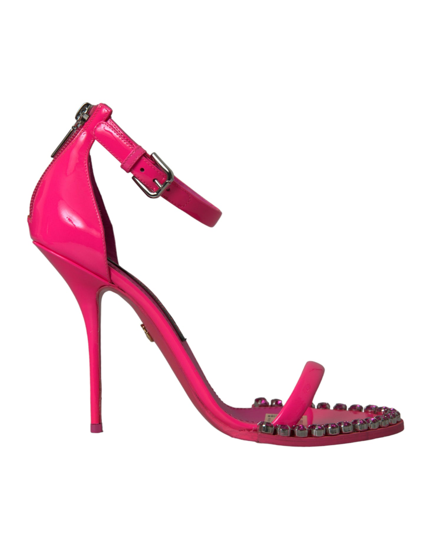 Dolce & Gabbana Rosa Leder Kristall Heels Sandalen Schuhe