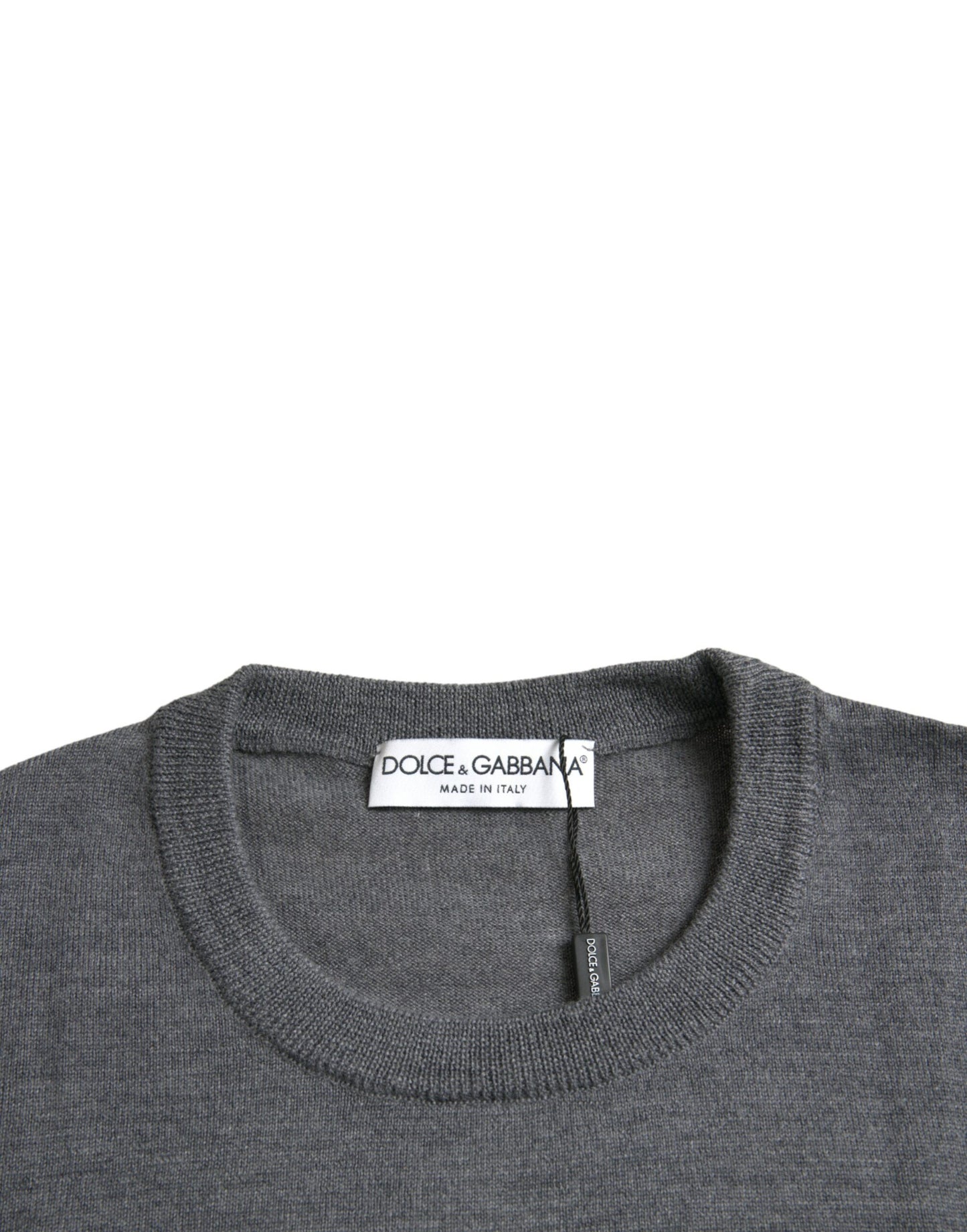 Dolce & Gabbana Pullover aus dunkelgrauer Wolle mit Rundhalsausschnitt