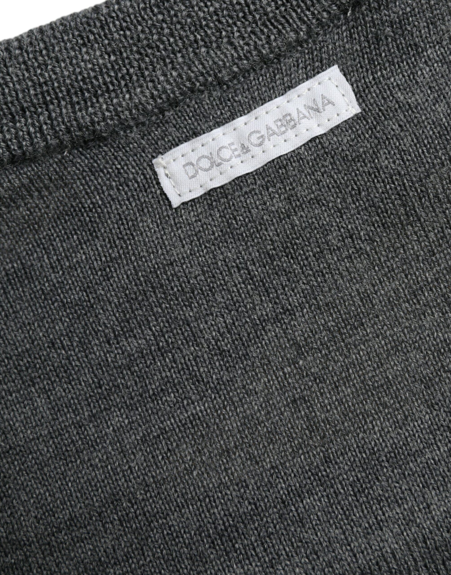 Dolce & Gabbana Pullover aus dunkelgrauer Wolle mit Rundhalsausschnitt