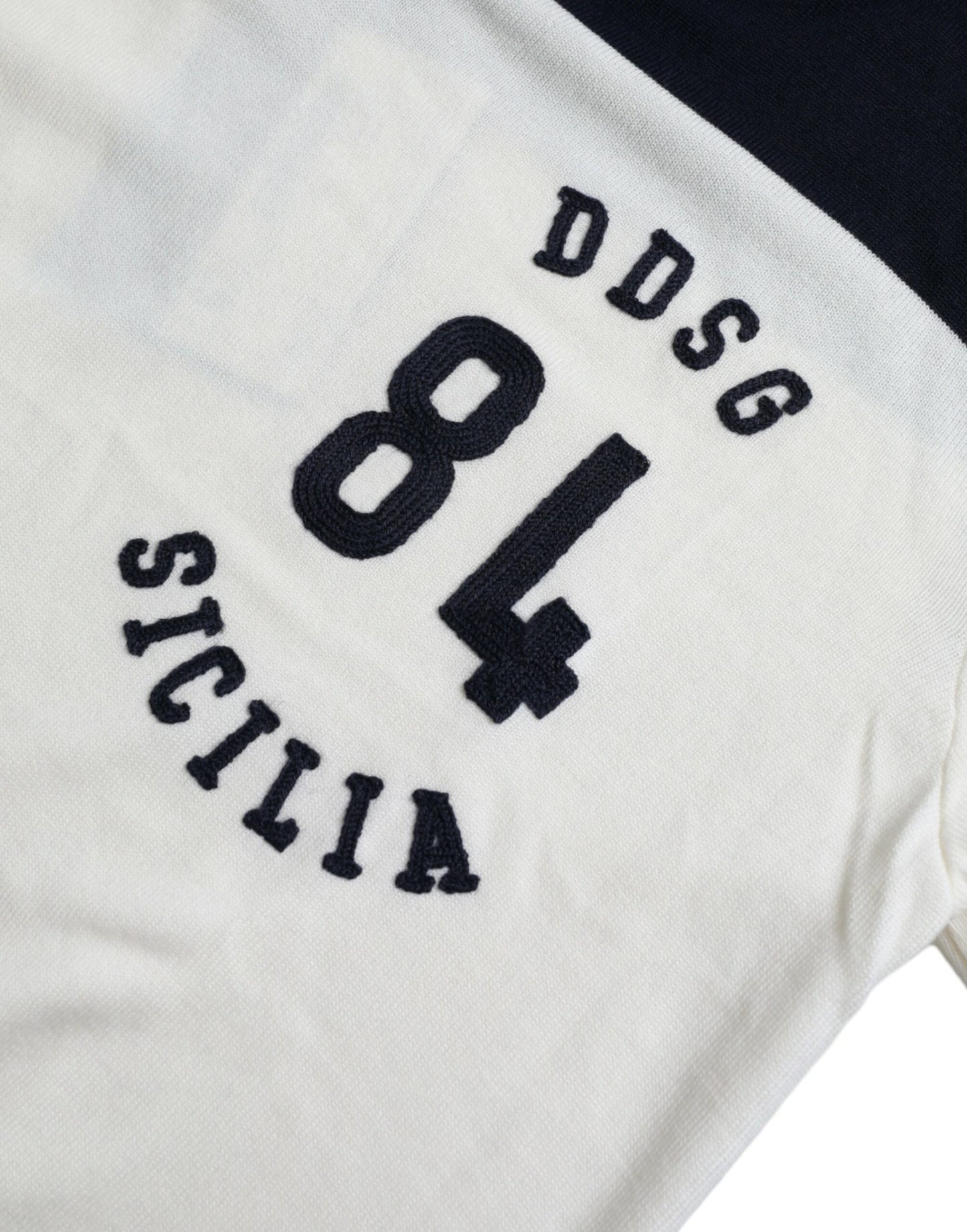Dolce & Gabbana Weiß Schwarz SICILIA Henley Shirt Pullover Pullover