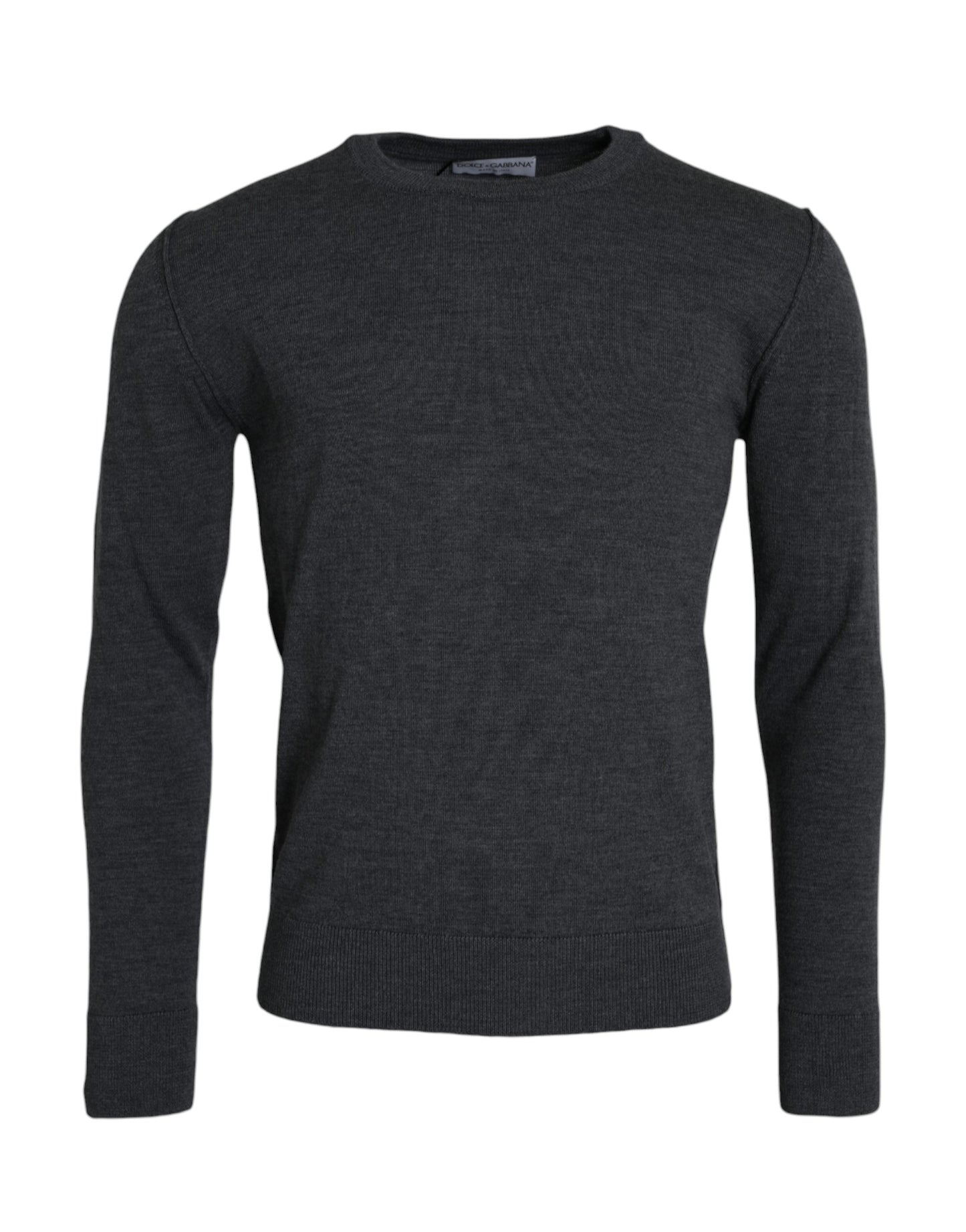 Dolce & Gabbana Pullover aus dunkelgrauer Wolle mit Rundhalsausschnitt