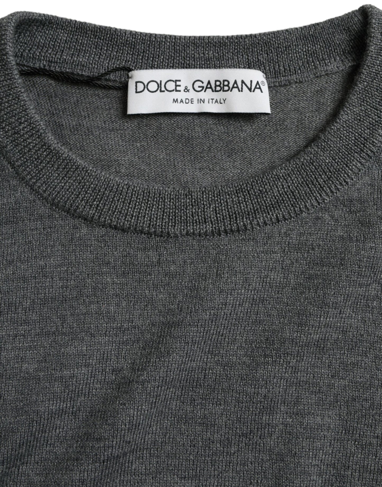 Dolce & Gabbana Pullover aus dunkelgrauer Wolle mit Rundhalsausschnitt