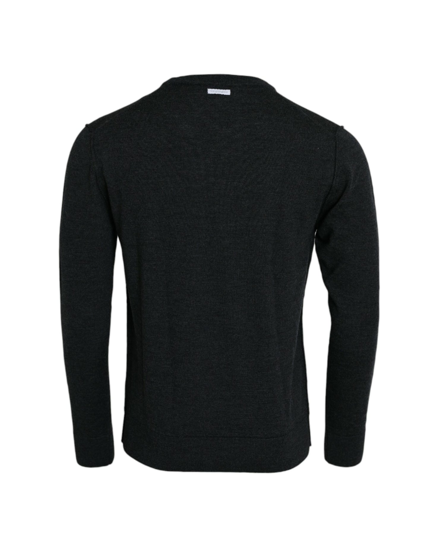Dolce & Gabbana Pullover aus dunkelgrauer Wolle mit Rundhalsausschnitt