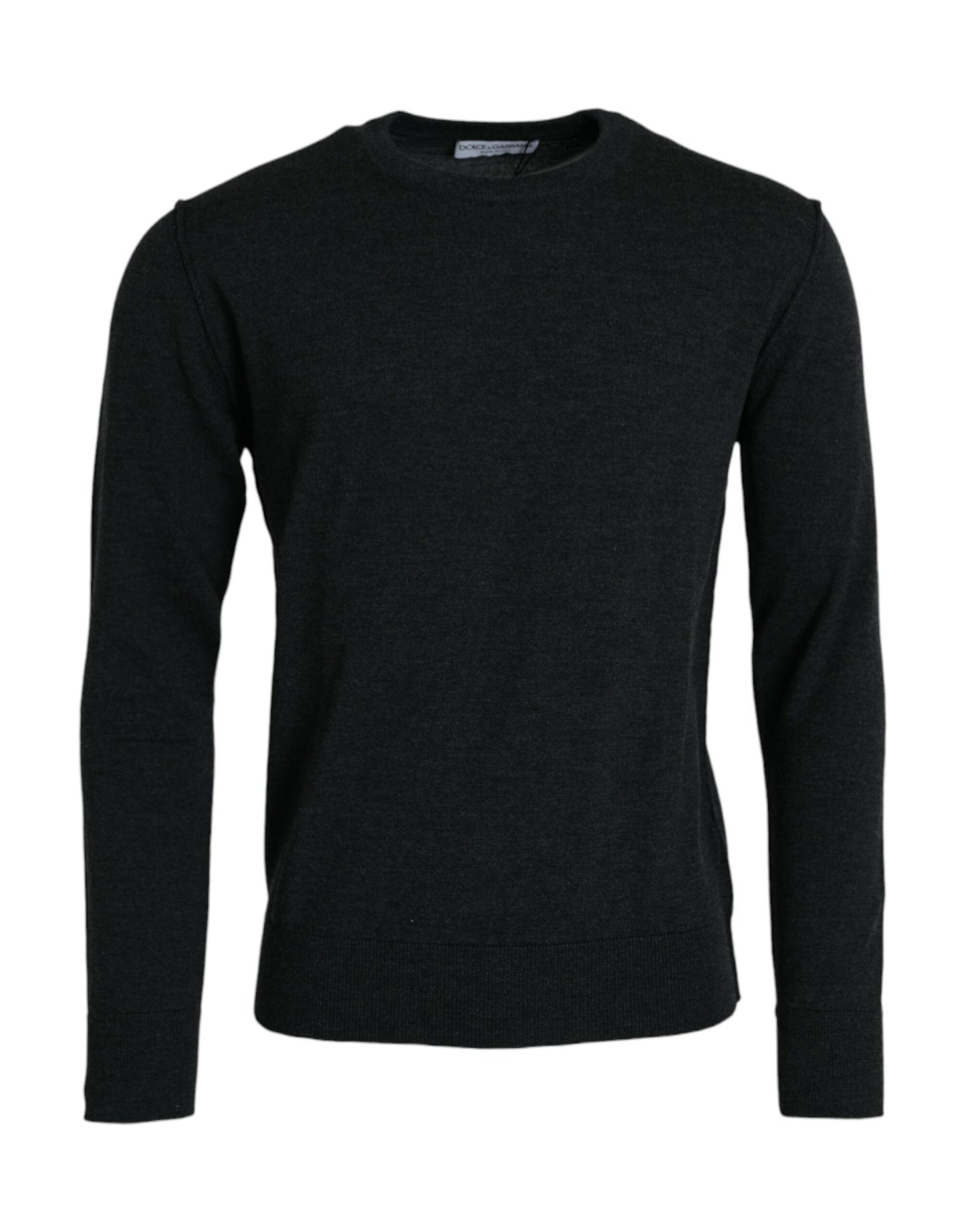 Dolce & Gabbana Pullover aus dunkelgrauer Wolle mit Rundhalsausschnitt